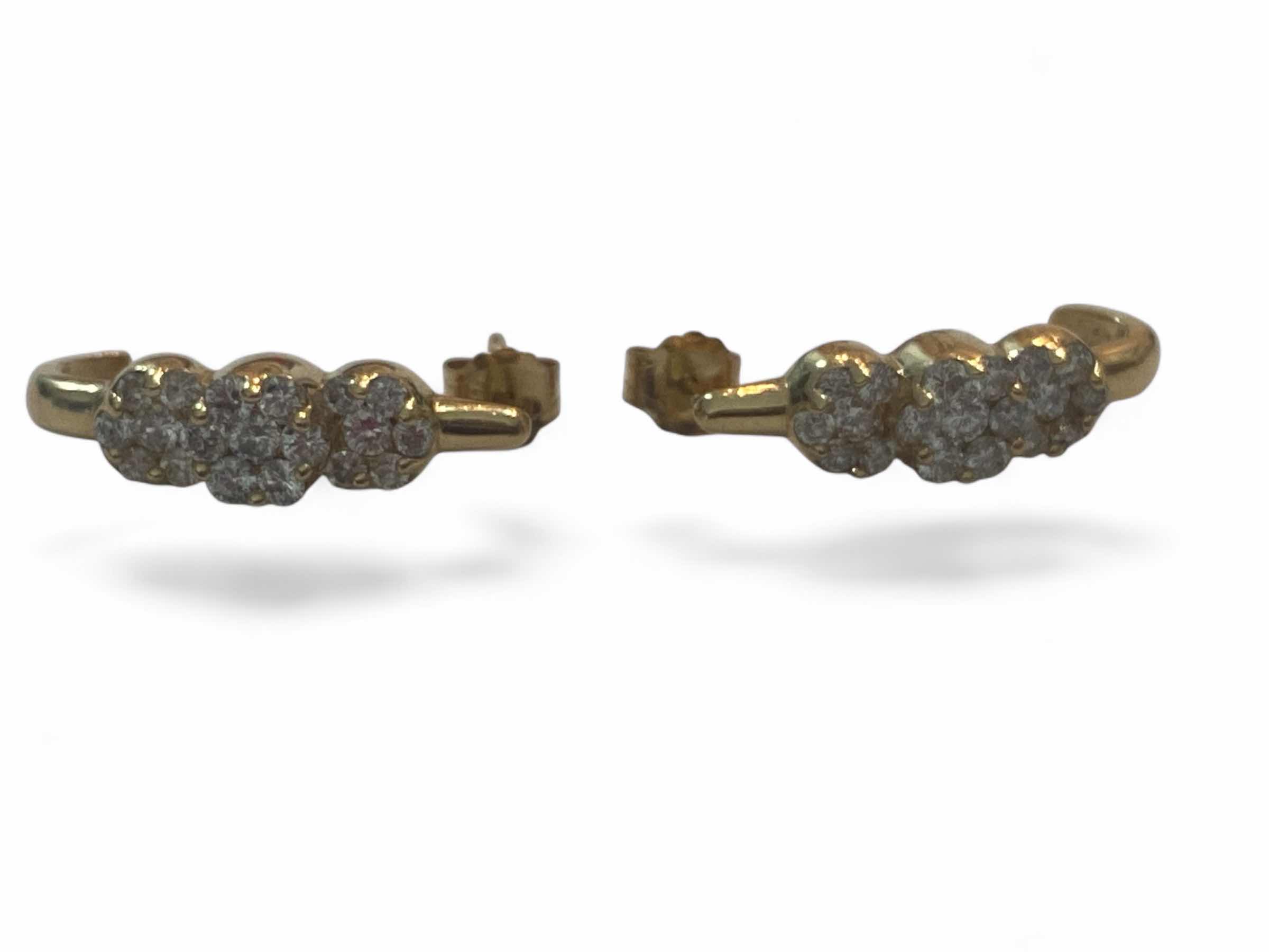 Photo 1 of 14K YELLOW GOLD 1cwt DIAMOND EARRINGS 3.6 TTL G #12