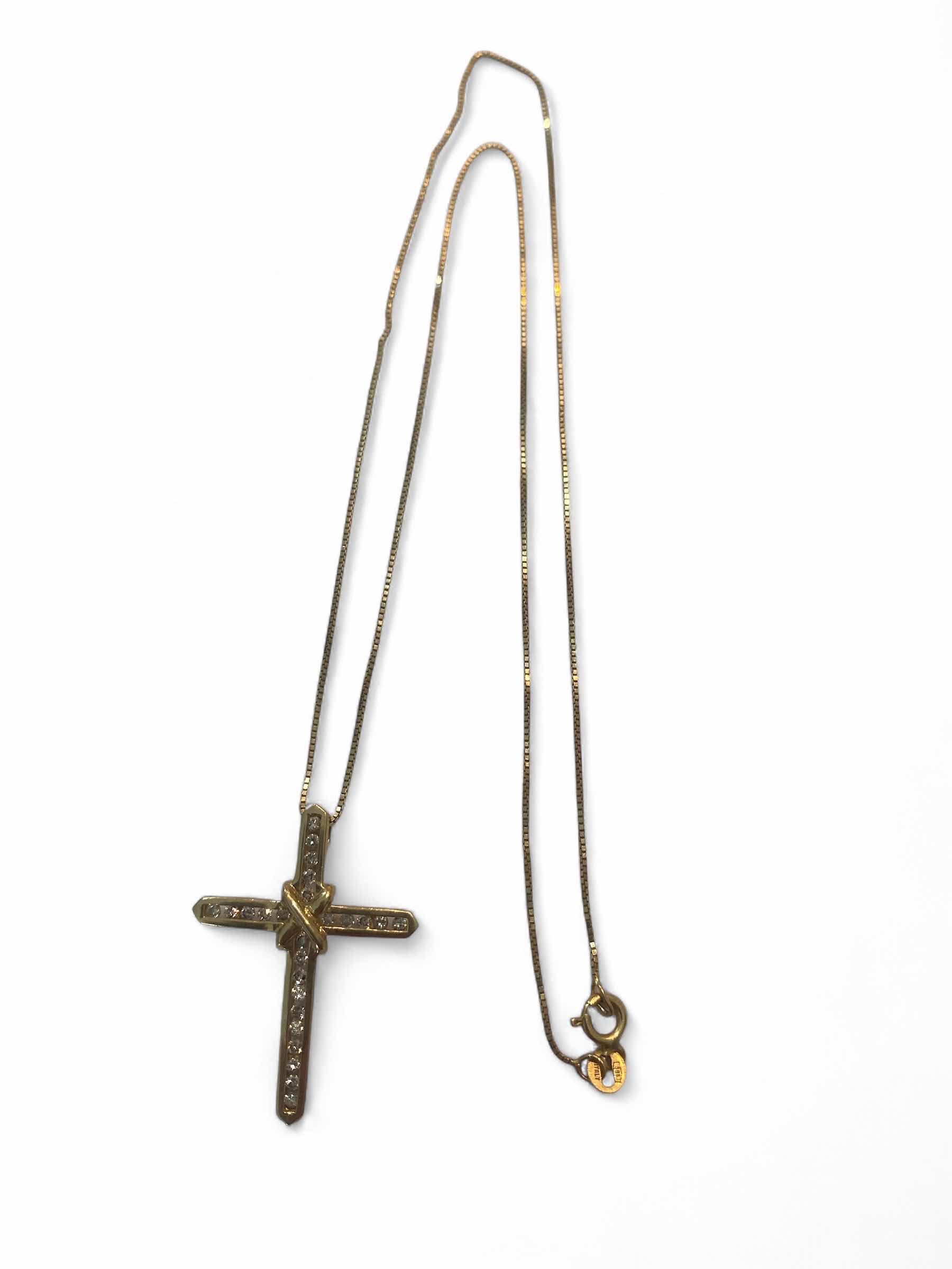 Photo 1 of 14K YELLOW GOLD 0.50cwt DIAMONDS CROSS PENDANT NECKLACE 4.7G CHAIN 19” #28