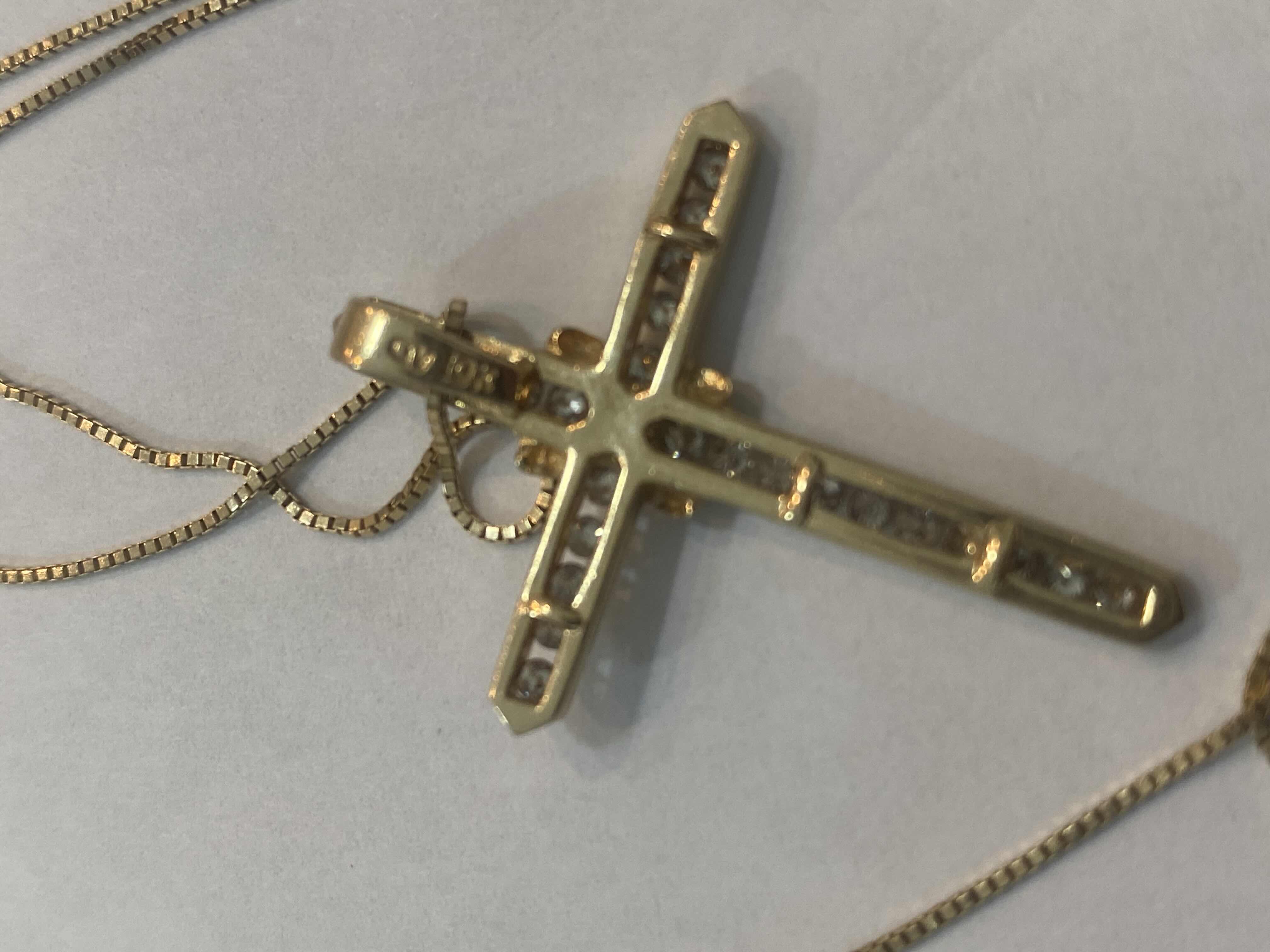 Photo 1 of 14K YELLOW GOLD 0.50cwt DIAMONDS CROSS PENDANT NECKLACE 4.7G CHAIN 19” #28