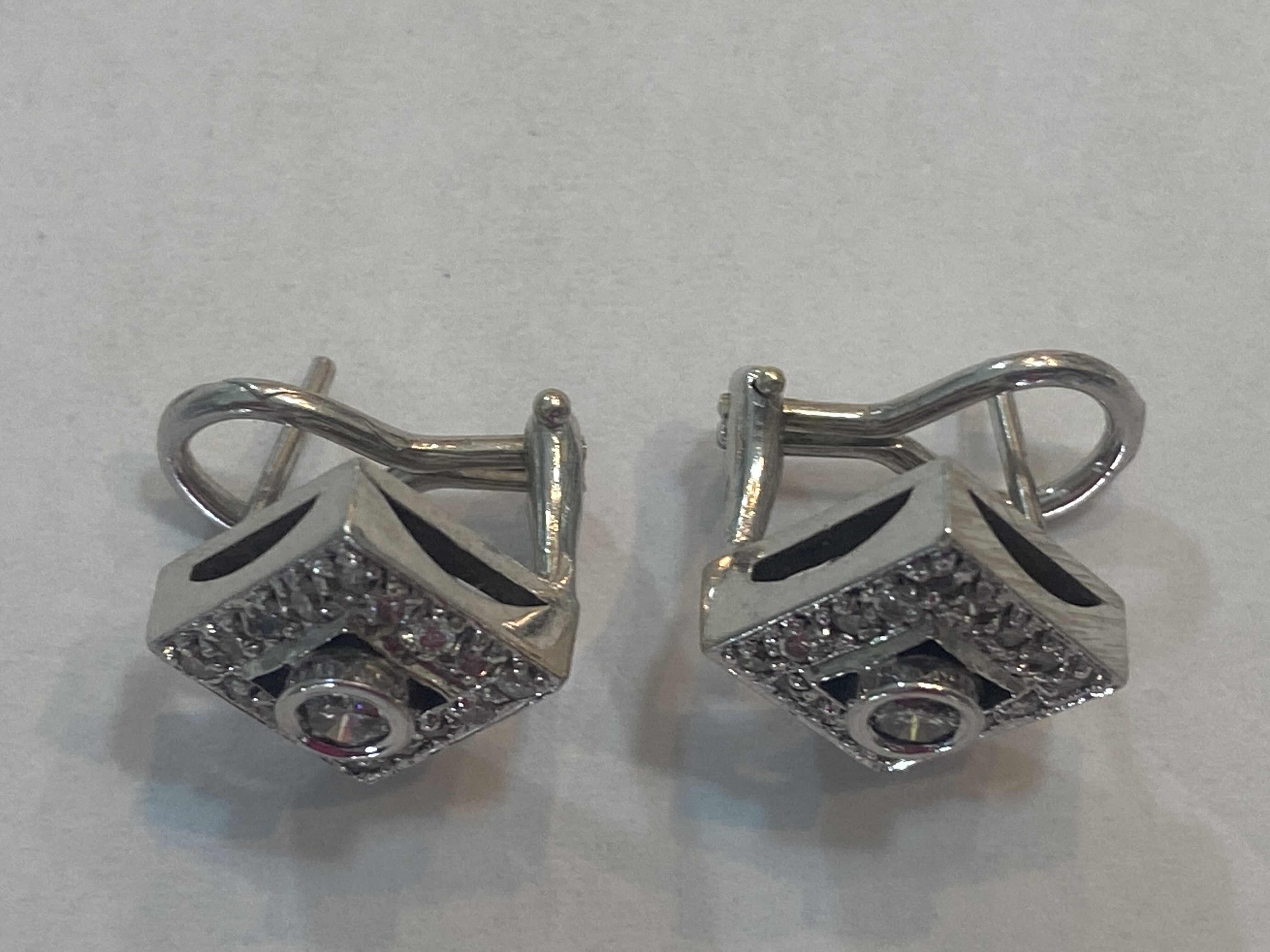 Photo 1 of 14K WHITE GOLD 1cwt DIAMONDS EARRINGS 6.5 TTL G #6