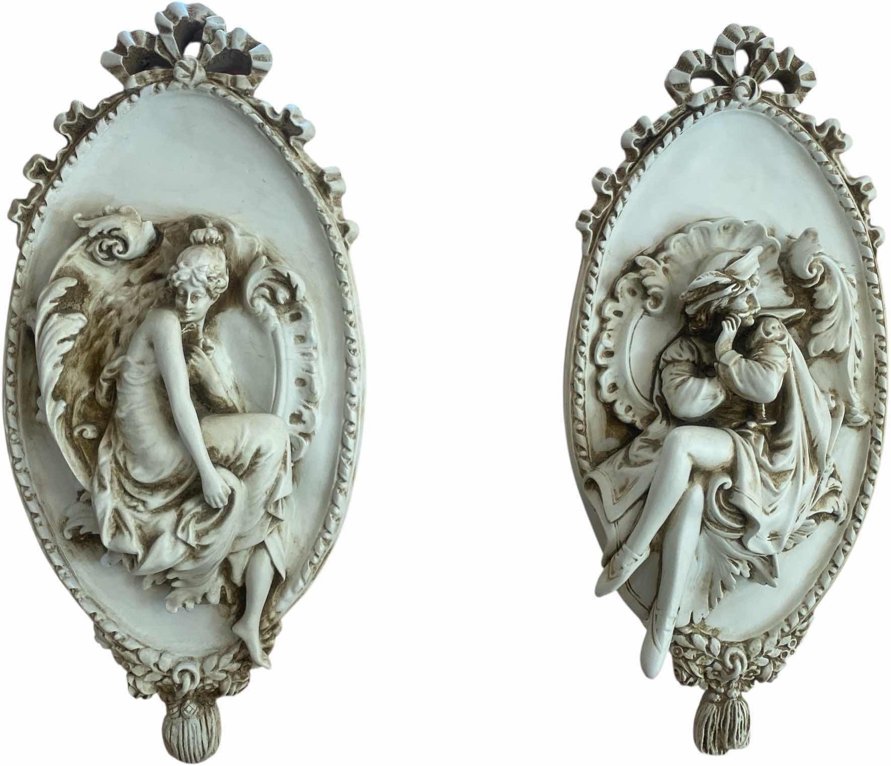Photo 1 of PAIR OF RESIN FIGURINE WALL PLAQUES 9 1/2” x 21 1/2”