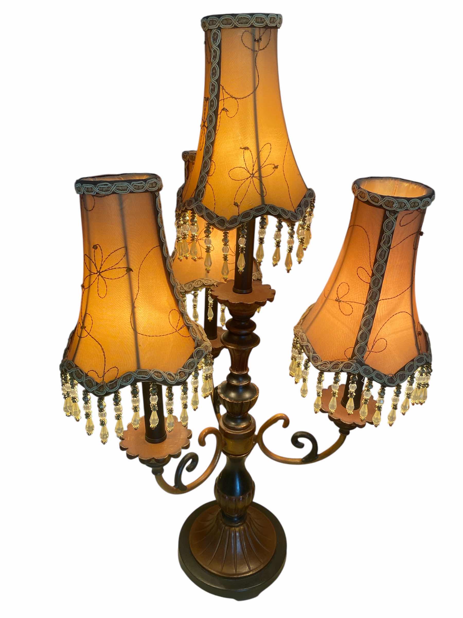 Photo 1 of METAL TABLE LAMP WITH FABRIC SHADES H29 1/2”