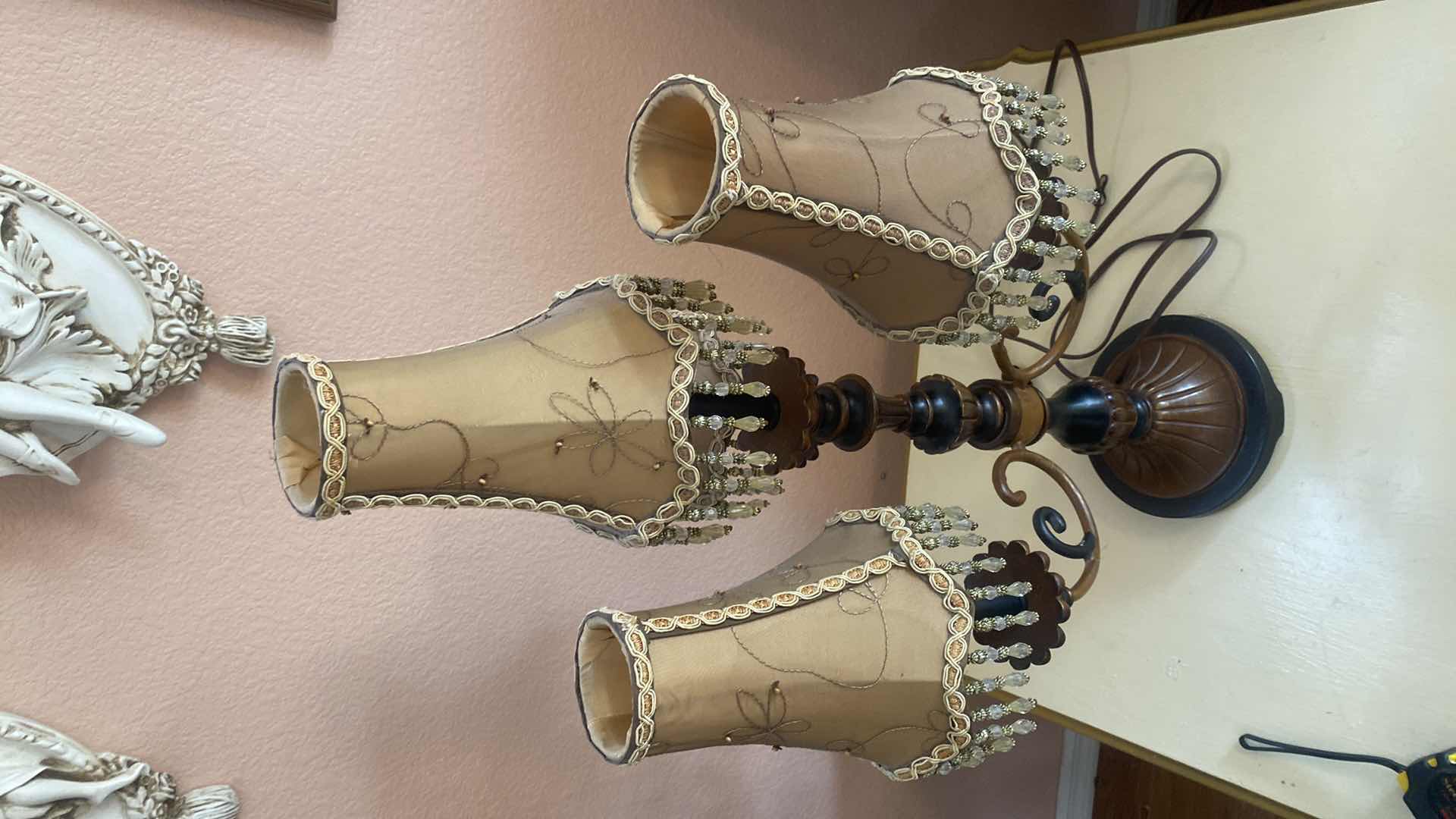 Photo 1 of METAL TABLE LAMP WITH FABRIC SHADES H29 1/2”