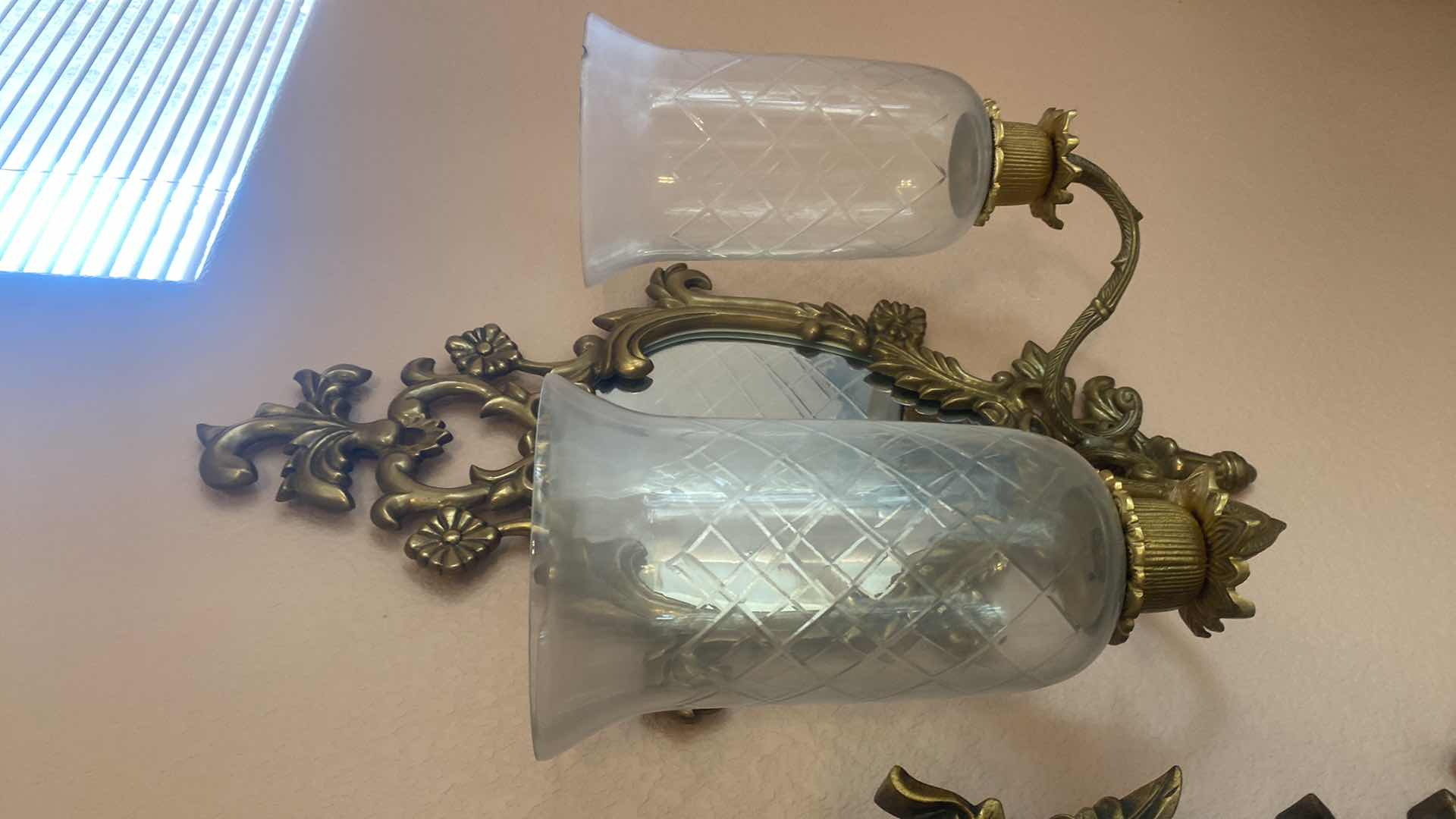 Photo 1 of PAIR OF BRASS MIRRORED WALL SCONCES 15” x 23”