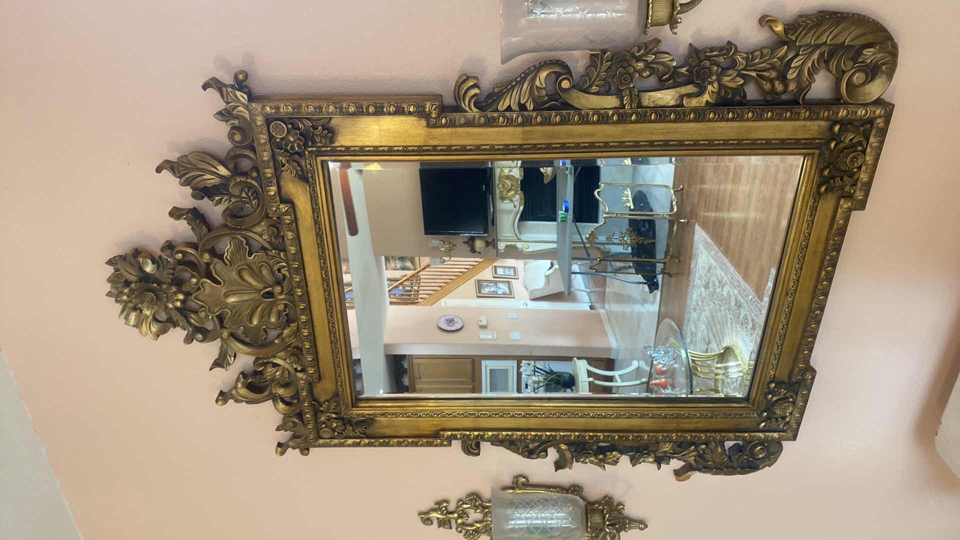 Photo 1 of ORNATE GOLD MIRROR WITH BEVELED GLASS 43” x 58”