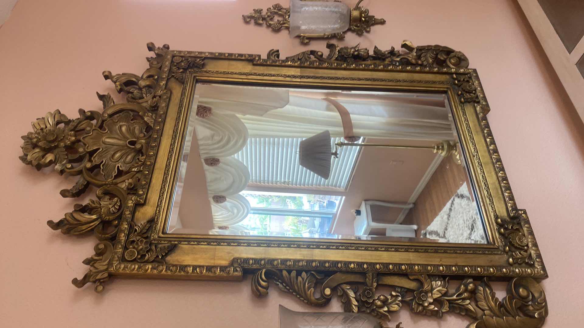 Photo 1 of ORNATE GOLD MIRROR WITH BEVELED GLASS 43” x 58”
