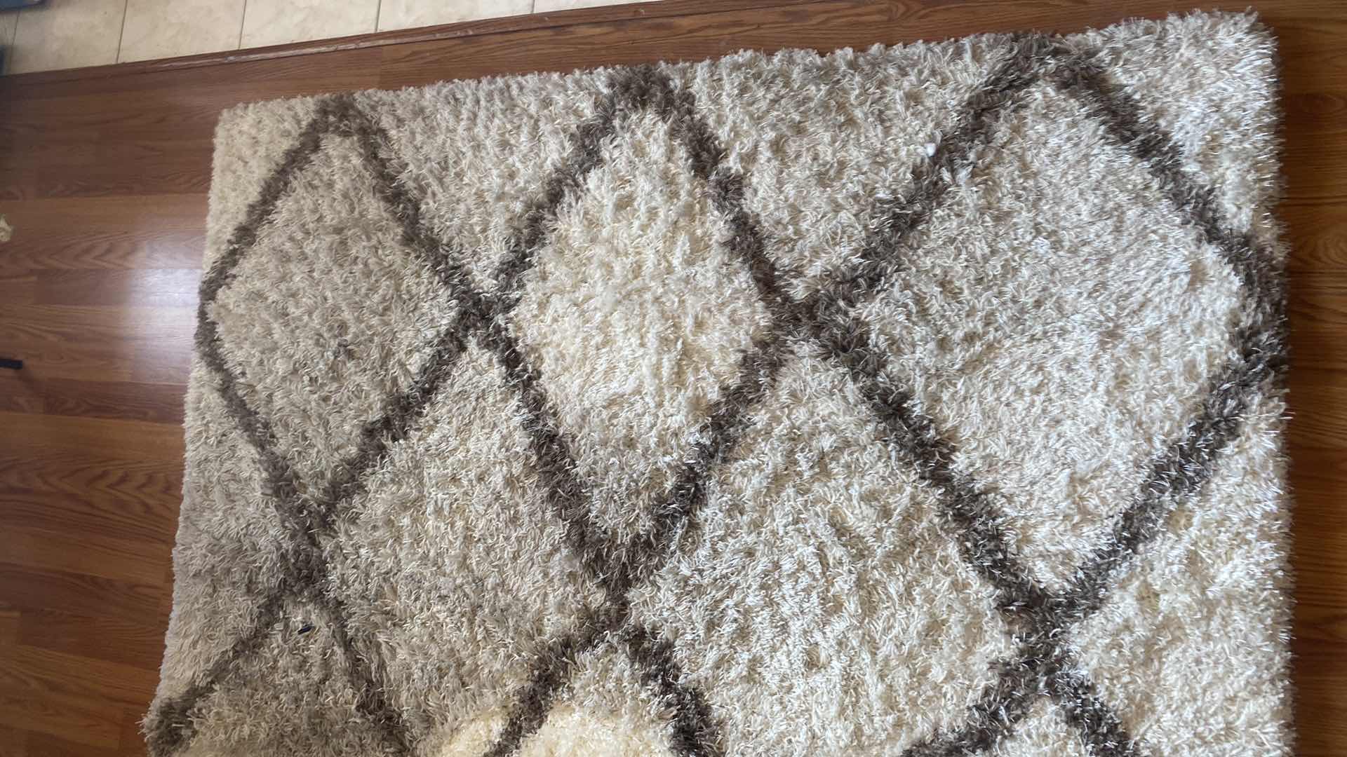 Photo 1 of PLUSH SHAG RUG BROWN & CREAM 5’3” by 7’6”