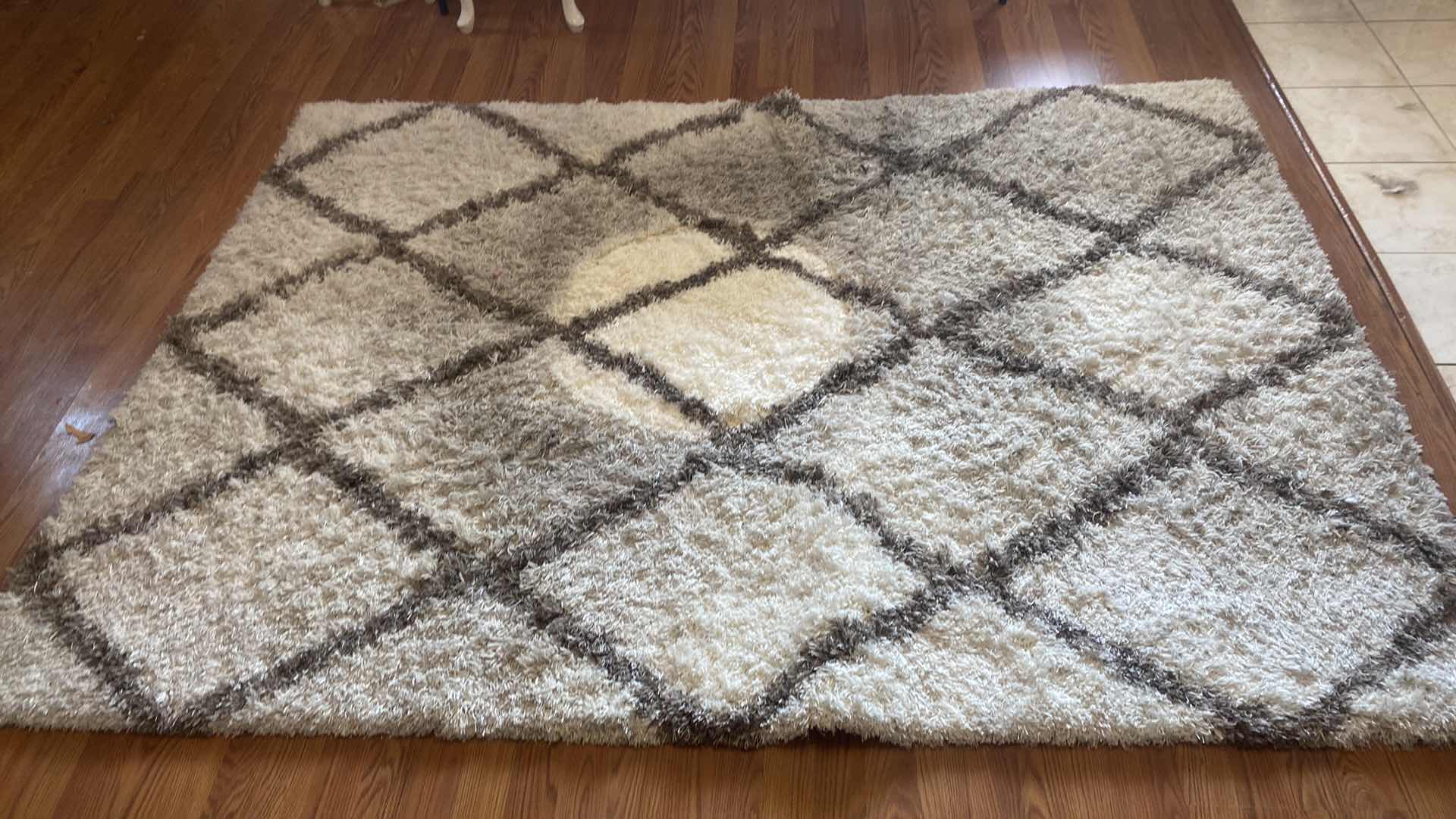 Photo 1 of PLUSH SHAG RUG BROWN & CREAM 5’3” by 7’6”