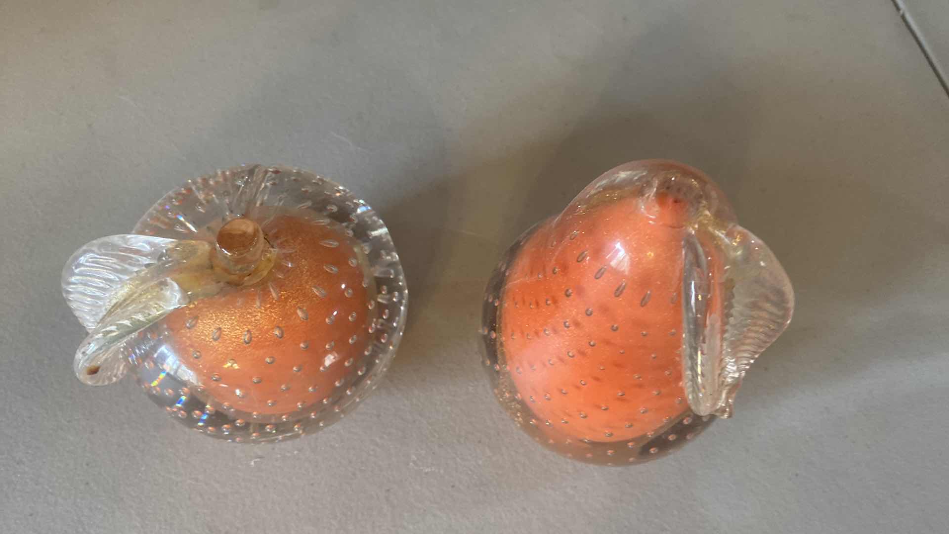 Photo 1 of PAIR IF GLASS FRUIT H5 1/2”