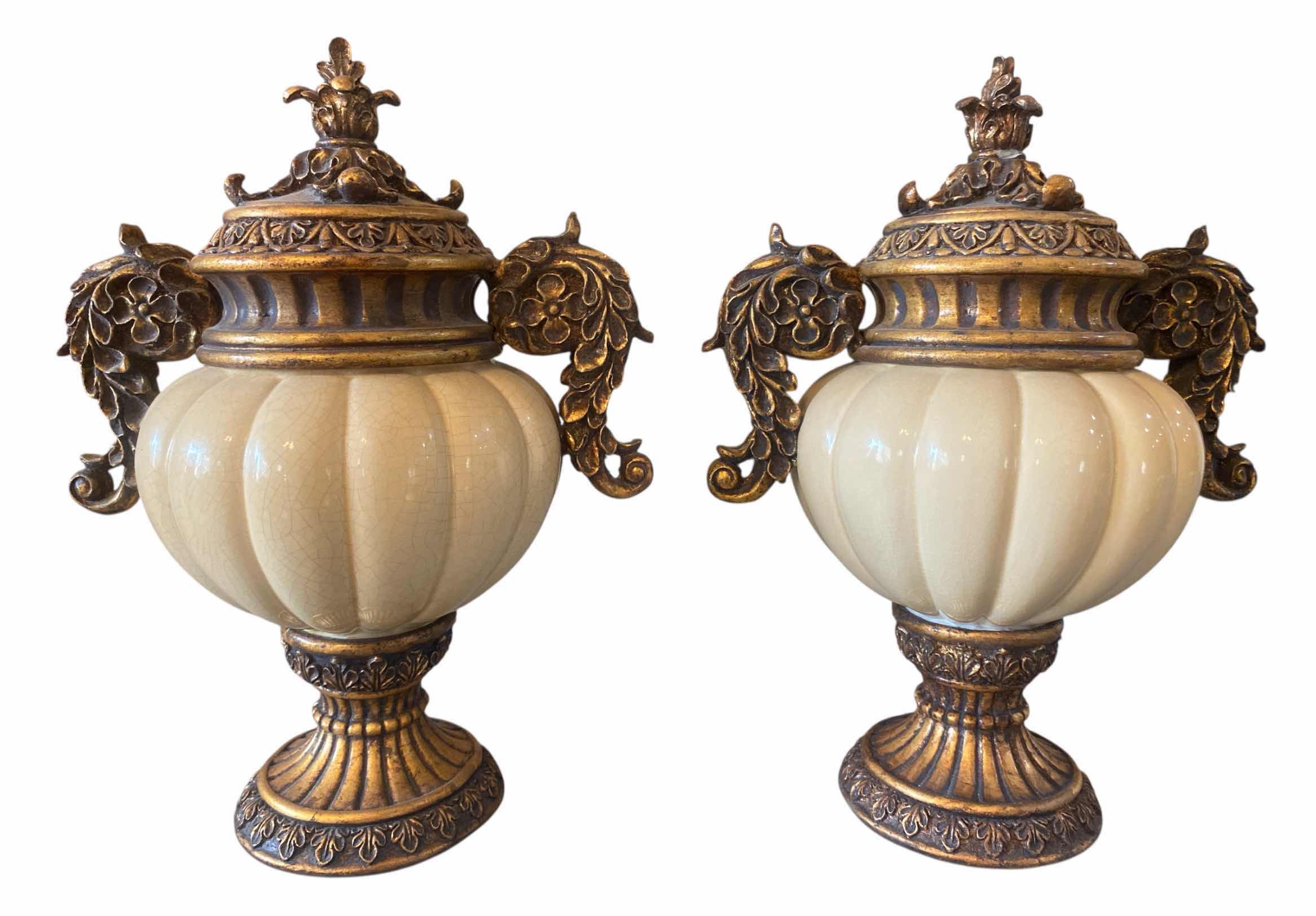 Photo 1 of PAIR OF RESIN URNS WITH LIDS H14”