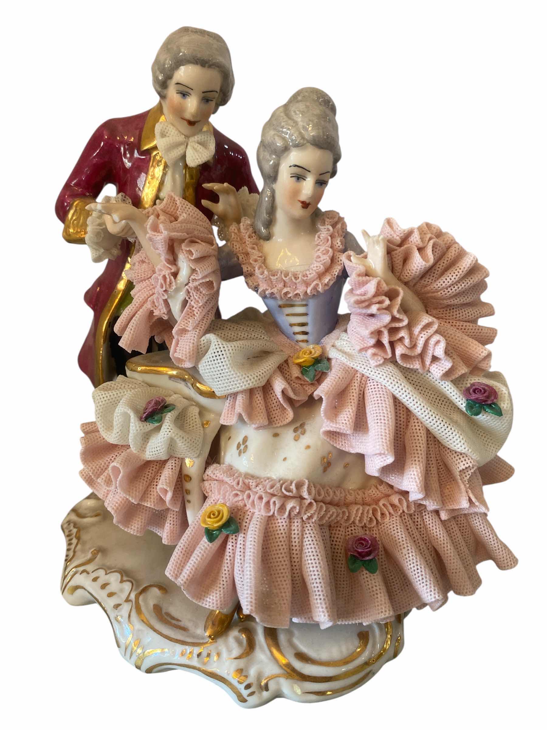 Photo 1 of PORCELAIN LACE COUPLE FIGURINE H7”