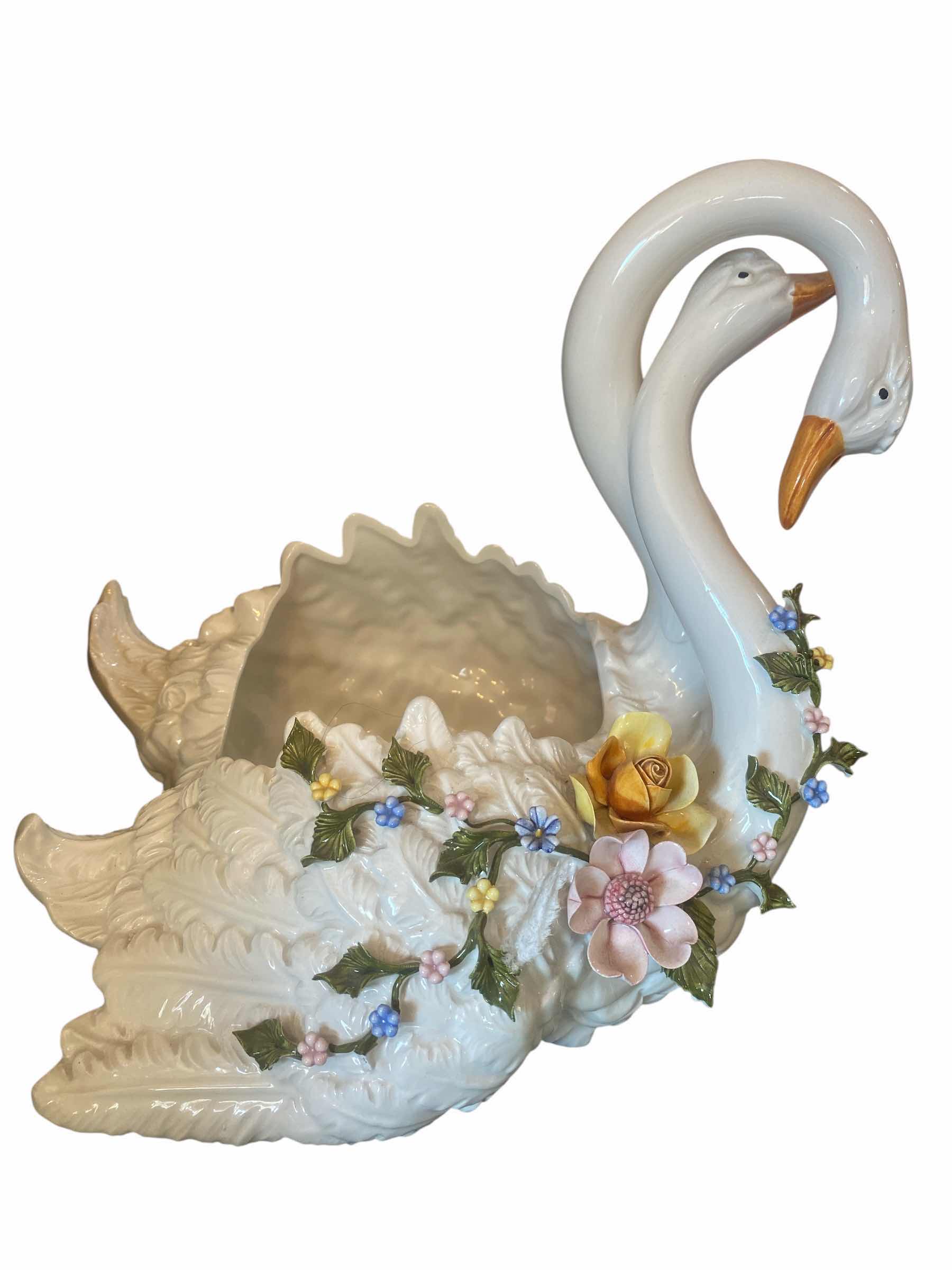Photo 1 of CERAMIC POTTERY SWANS MADE IN ITALY H10”