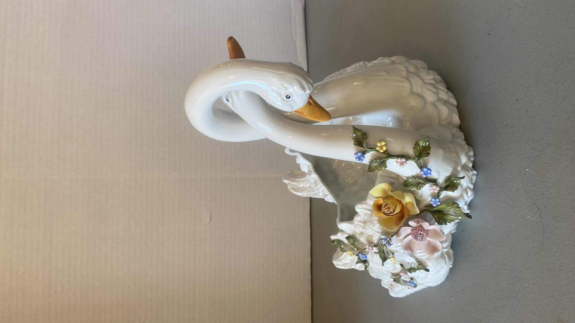 Photo 1 of CERAMIC POTTERY SWANS MADE IN ITALY H10”