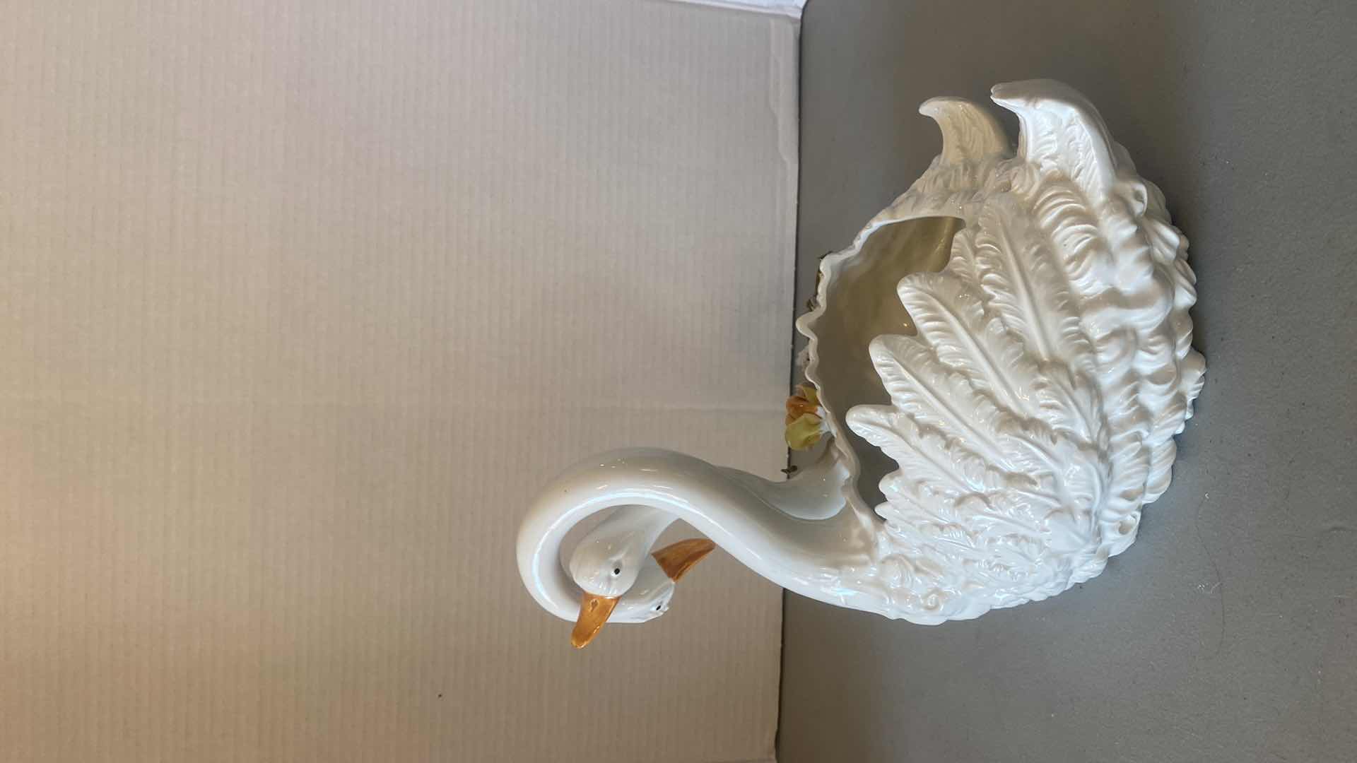 Photo 1 of CERAMIC POTTERY SWANS MADE IN ITALY H10”