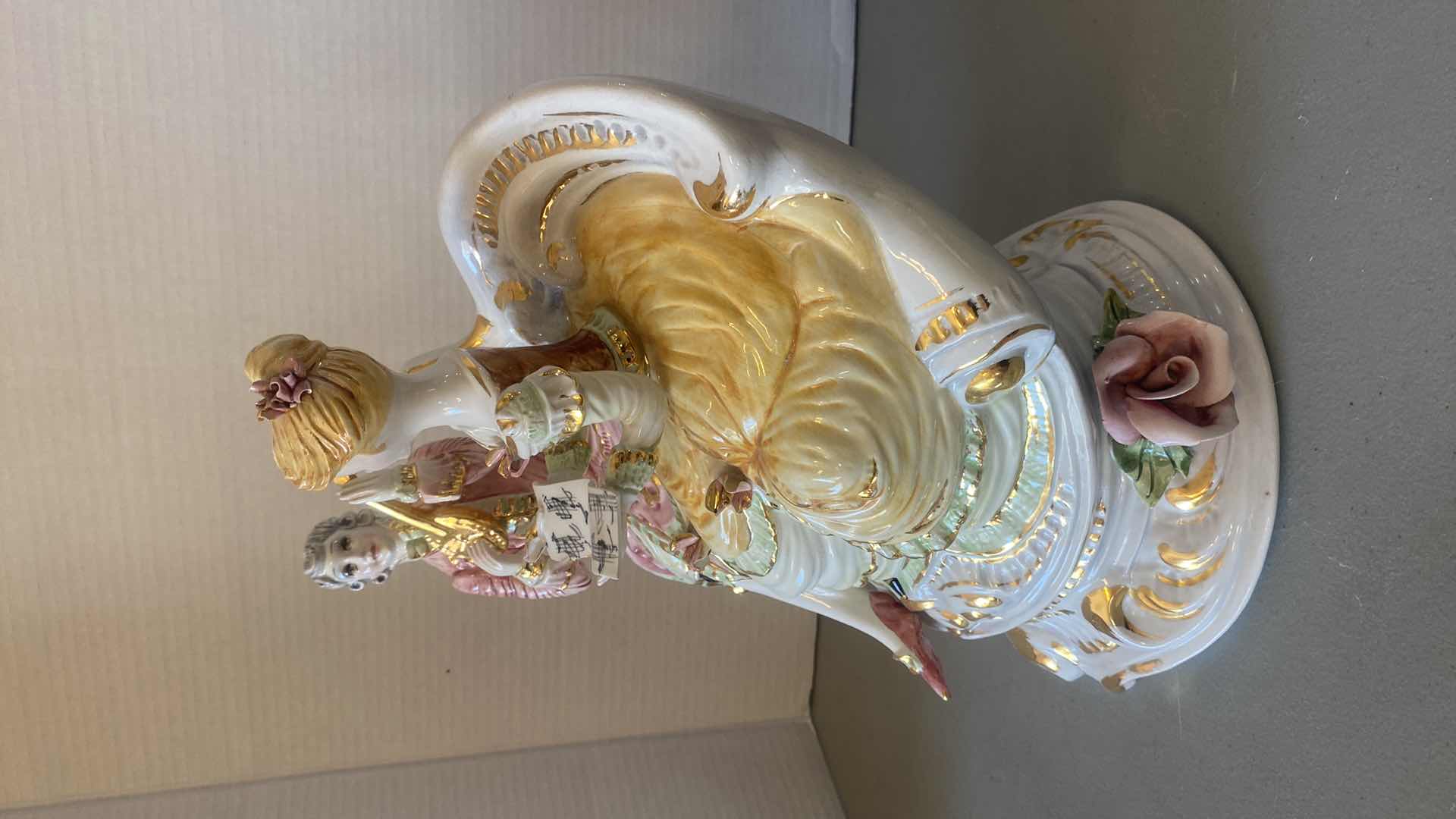 Photo 1 of LARGE PORCELAIN SERENADE FIGURINE MADE IN ITALY 12” x 14”
