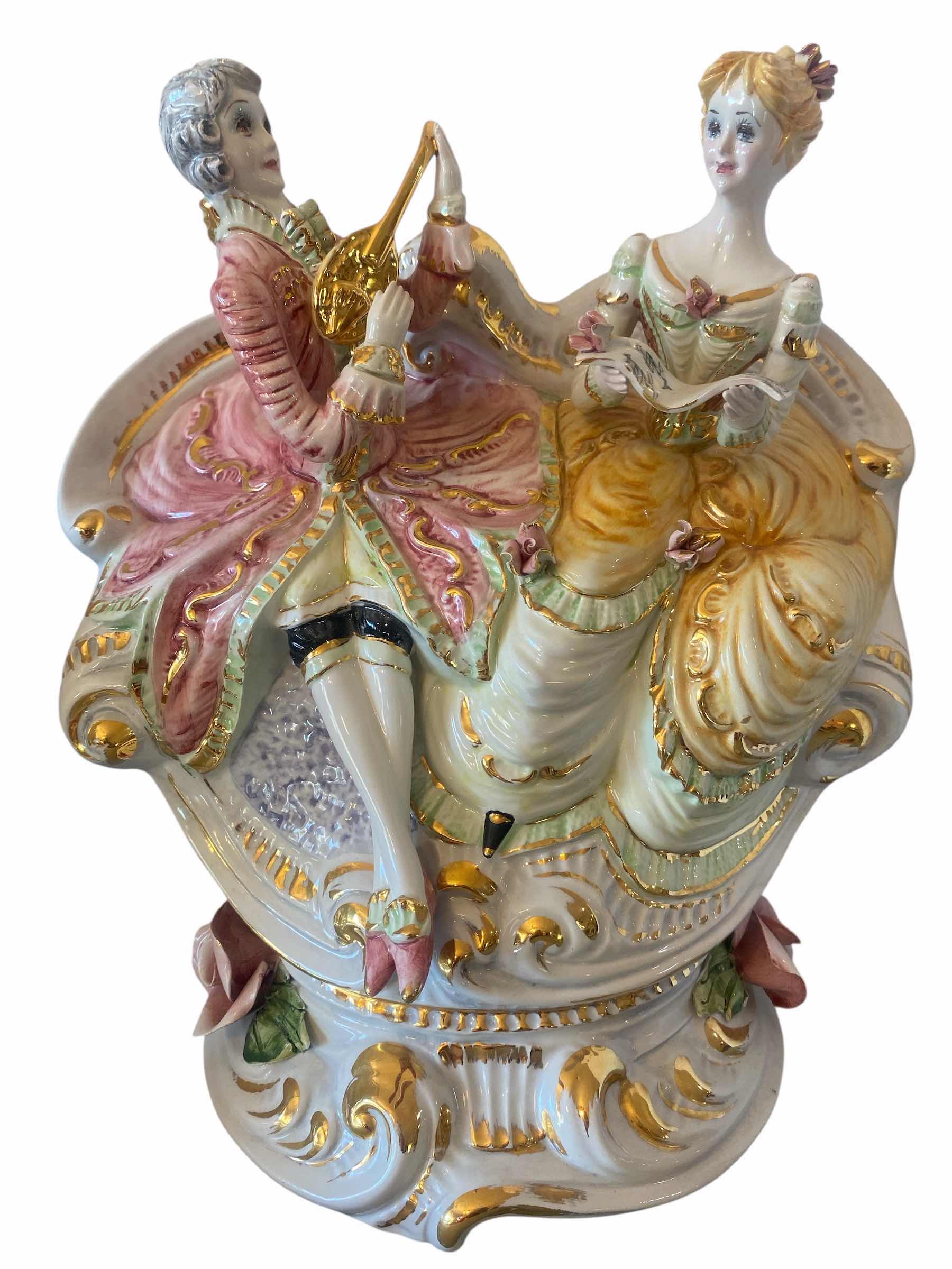 Photo 1 of LARGE PORCELAIN SERENADE FIGURINE MADE IN ITALY 12” x 14”