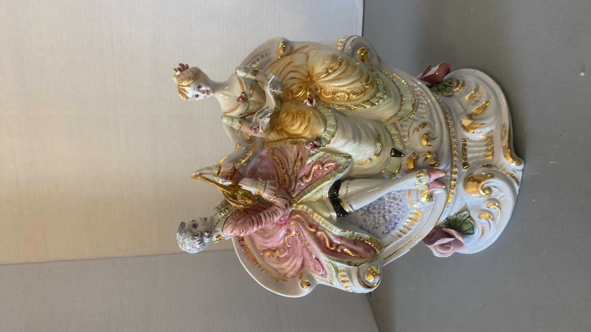 Photo 1 of LARGE PORCELAIN SERENADE FIGURINE MADE IN ITALY 12” x 14”