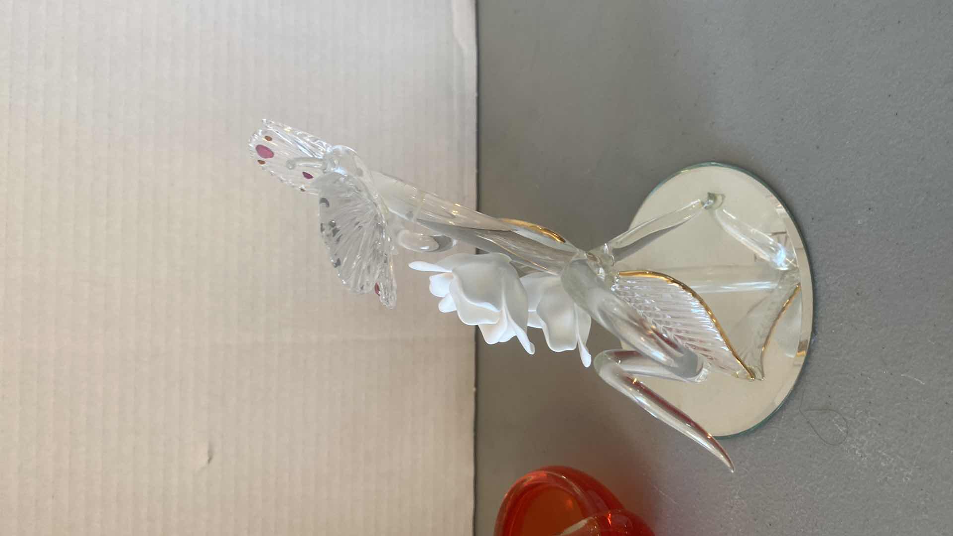 Photo 1 of BLOWN GLASS BIRD & FLOWER TALLEST H7”