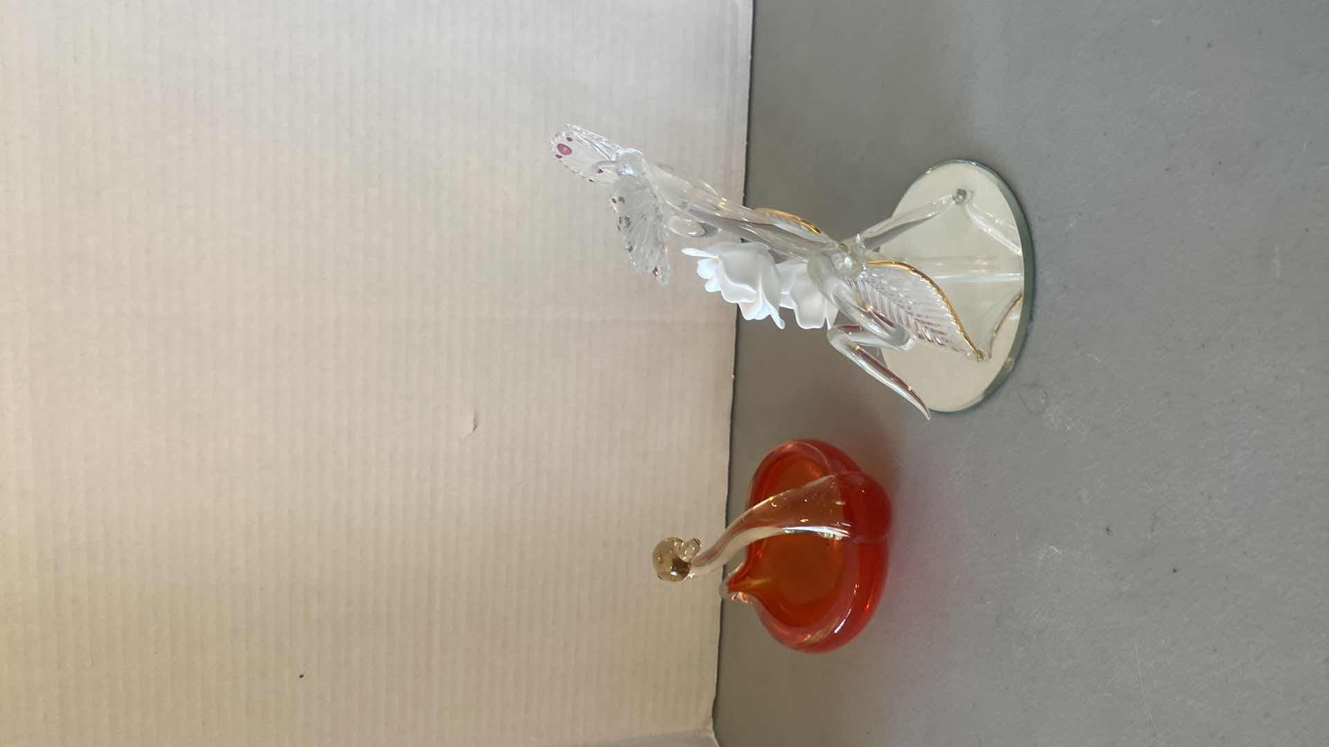 Photo 1 of BLOWN GLASS BIRD & FLOWER TALLEST H7”