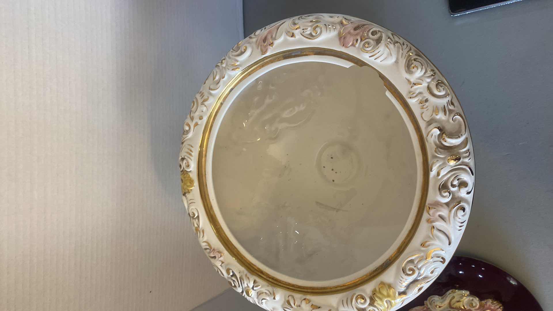 Photo 1 of LARGE R. CAPODIMONTE  CENTERPIECE CHERUBS WITH LID 12” x 21”