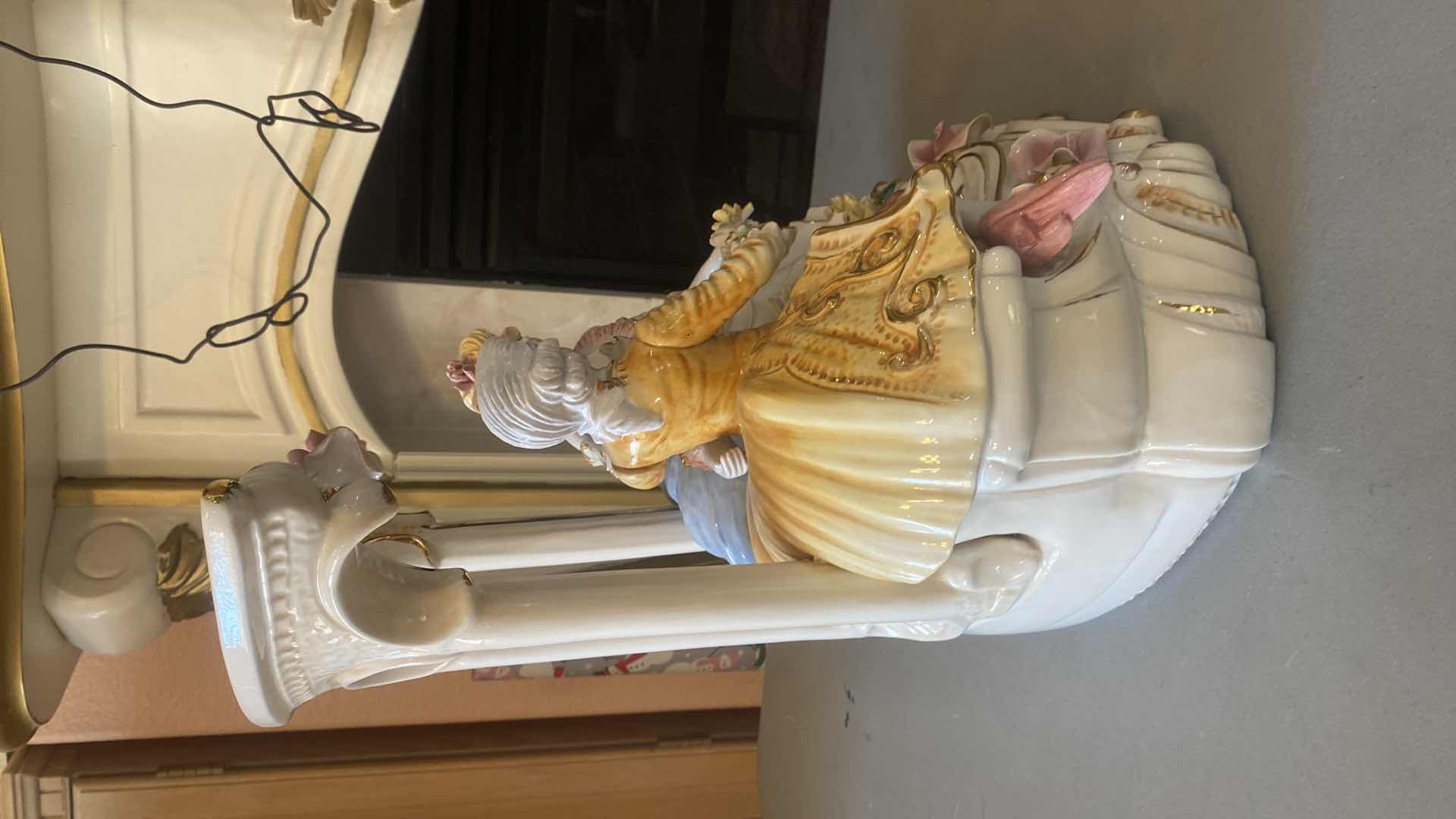 Photo 1 of LARGE R. CAPODIMONTE  COUPLE IN COURTYARD FIGURINE 15” x 16”