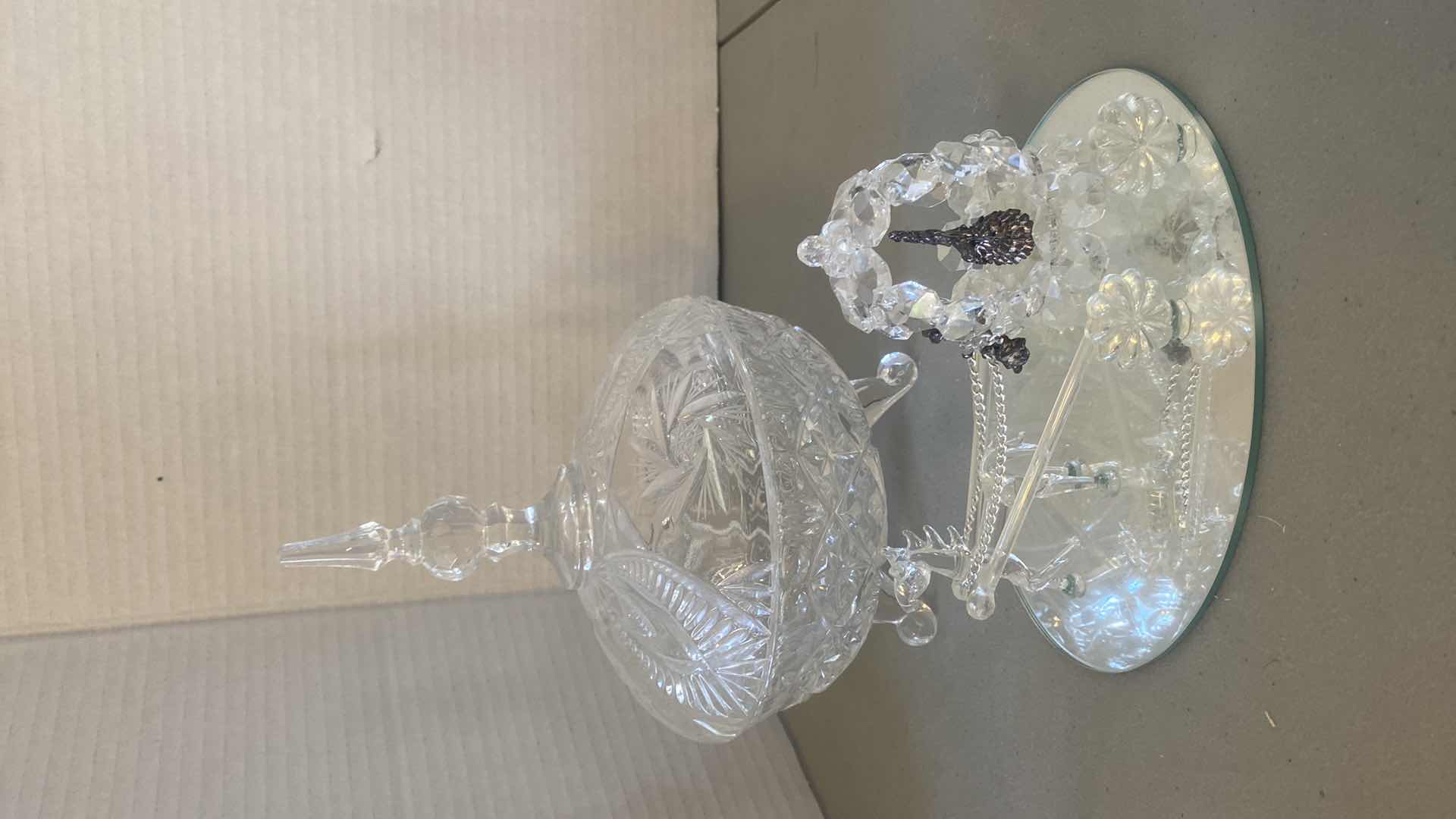 Photo 1 of CRYSTAL CANDY DISH & BLOWN GLASS WITH COTTAGE TALLEST 8”