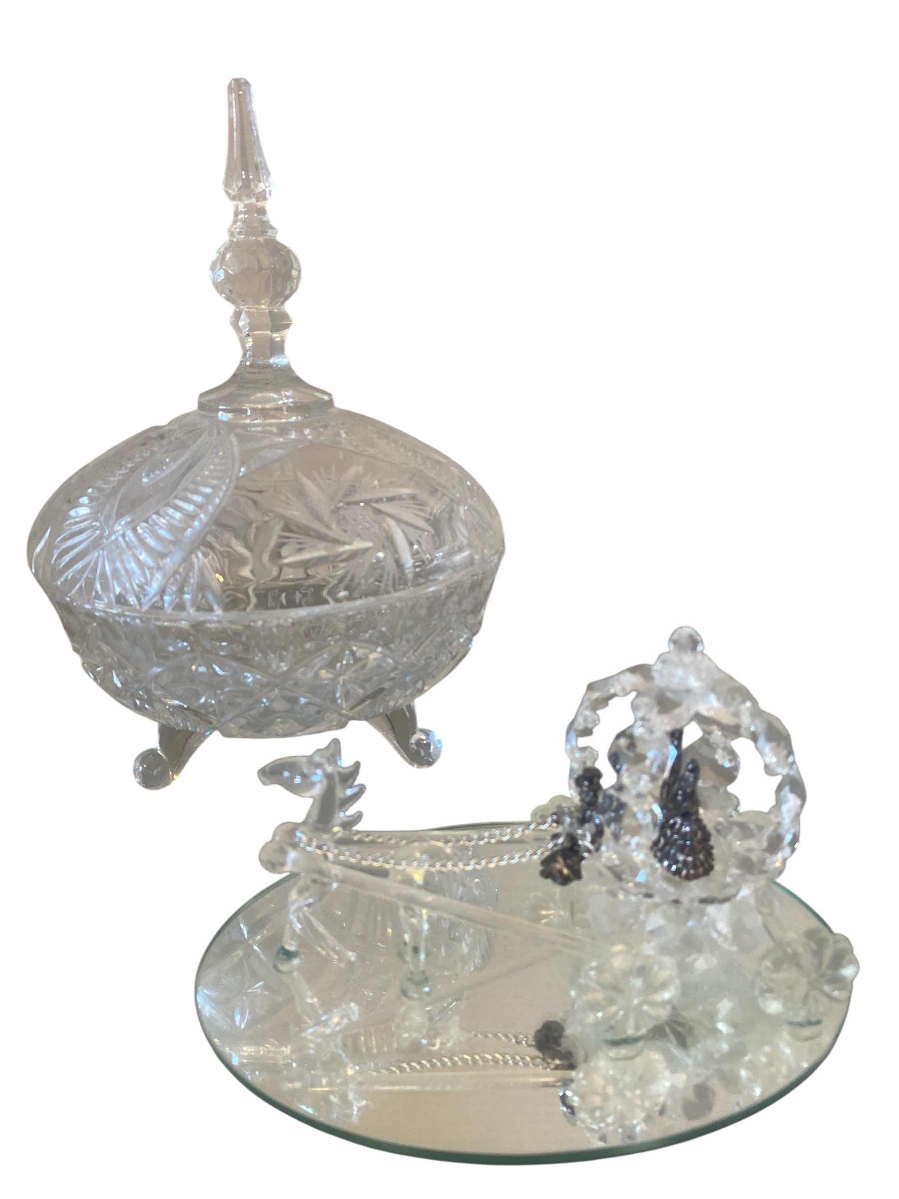 Photo 1 of CRYSTAL CANDY DISH & BLOWN GLASS WITH COTTAGE TALLEST 8”