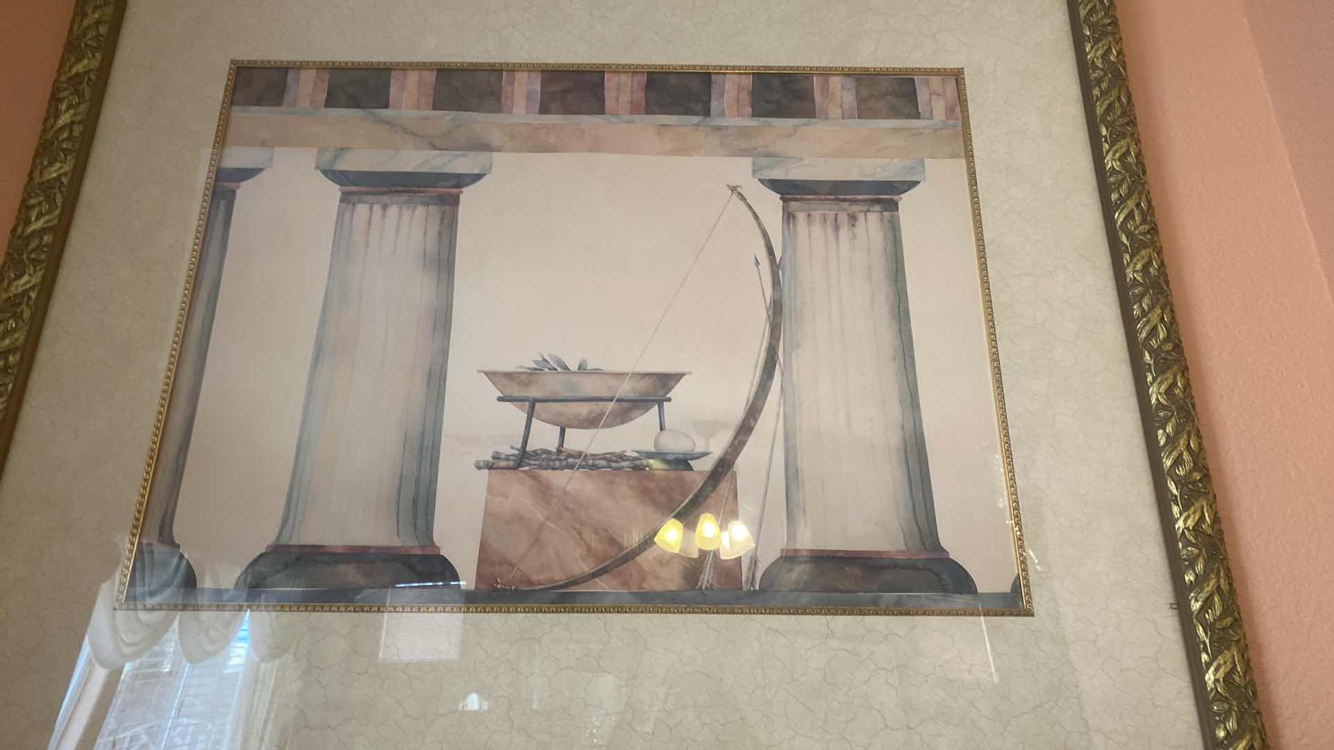 Photo 1 of GOLD RESIN FRAMED PRINT  “DIRIC TEMPLES” by EURIPDES KASTARIS ARTWORK 43” x 34”