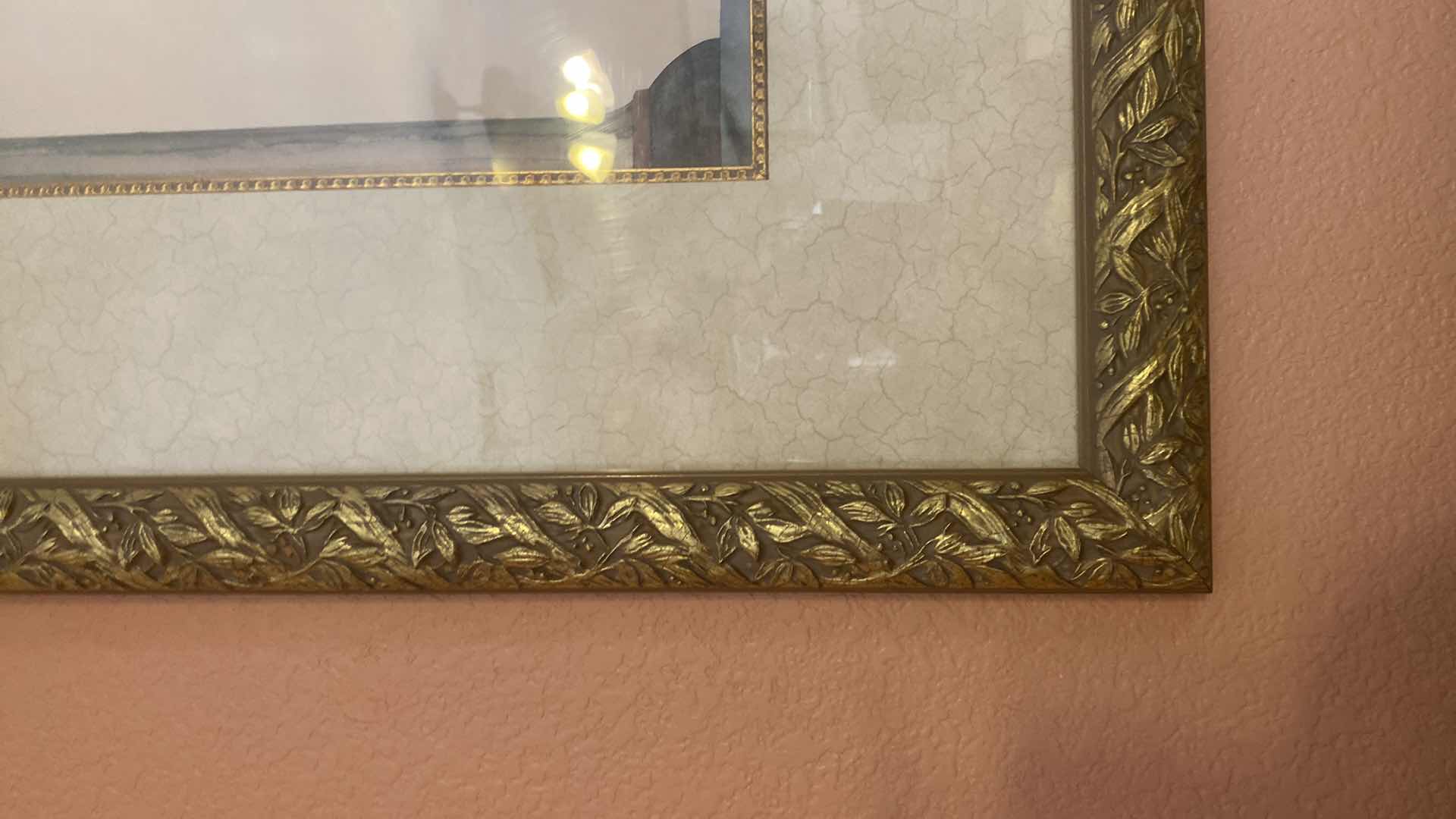 Photo 1 of GOLD RESIN FRAMED PRINT  “DIRIC TEMPLES” by EURIPDES KASTARIS ARTWORK 43” x 34”