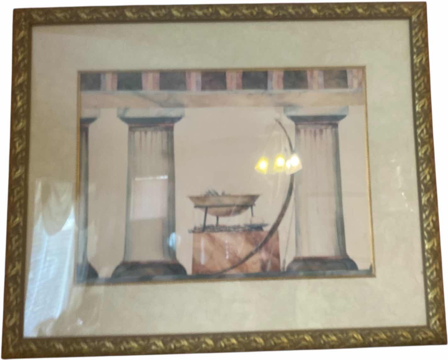 Photo 1 of GOLD RESIN FRAMED PRINT “DIRIC TEMPLES” by EURIPDES KASTARIS ARTWORK 43” x 34”
