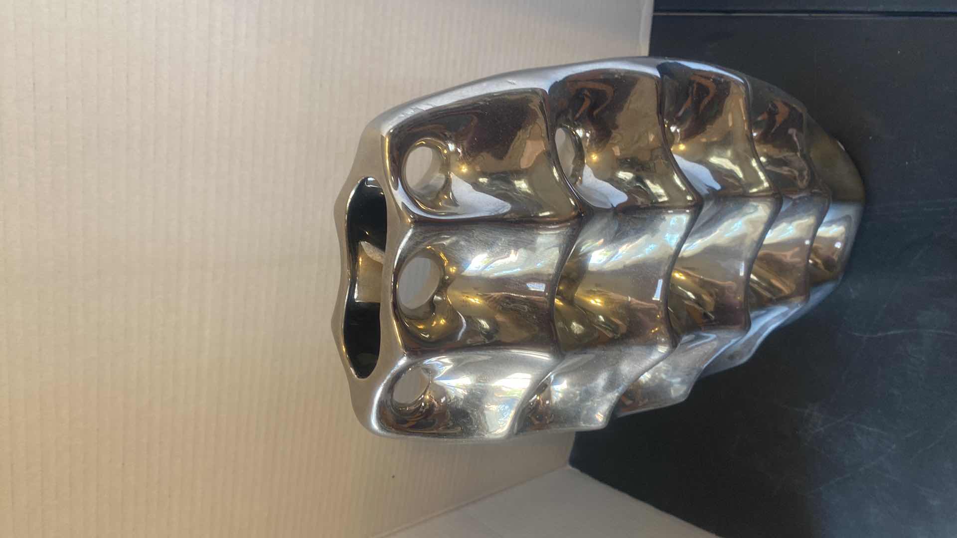 Photo 1 of METALLIC MODERN SILVER VASE H18 1/2”