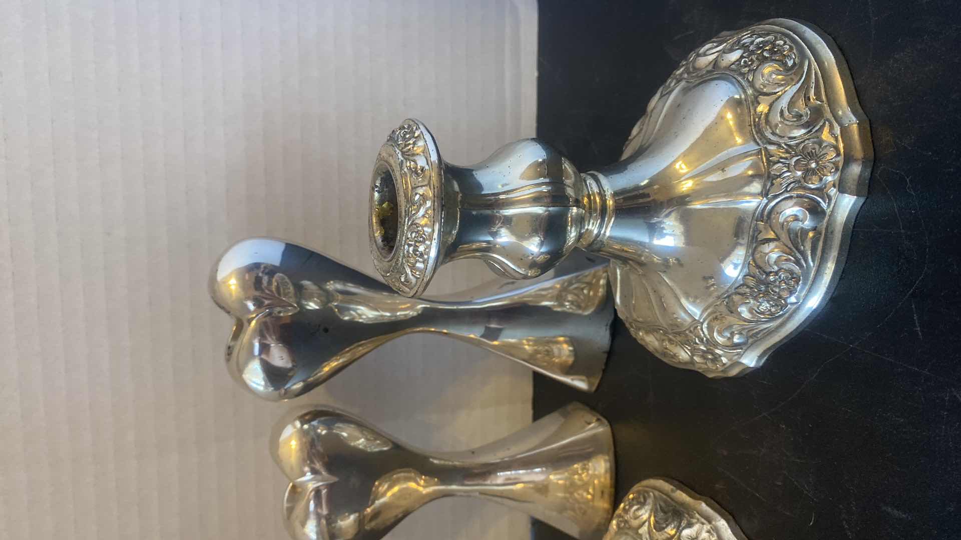 Photo 1 of 2 SILVERPLATE CANDLEHOLDERS & 2 METAL CANDLEHOLDERS TALLEST H6”
