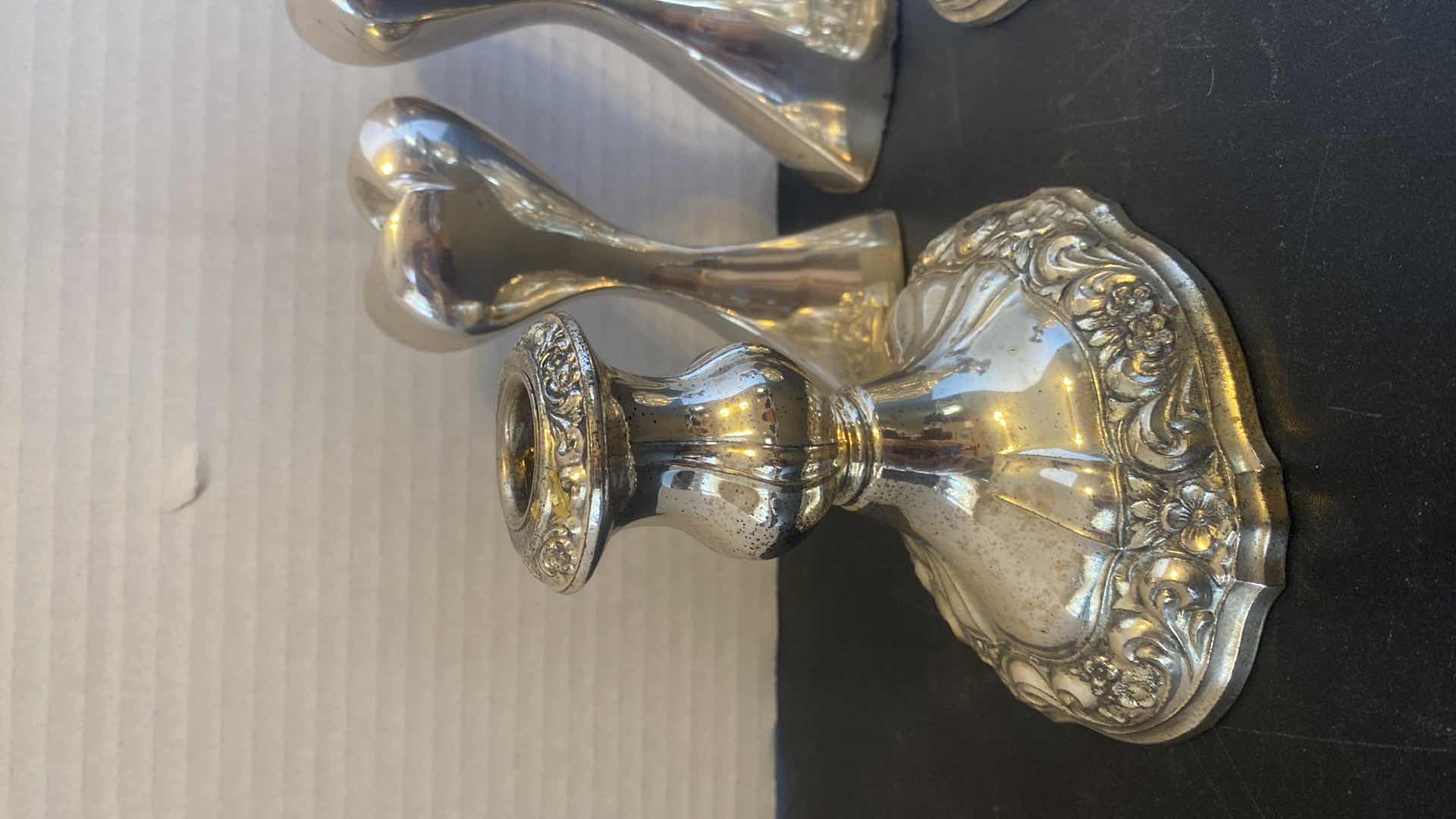 Photo 1 of 2 SILVERPLATE CANDLEHOLDERS & 2 METAL CANDLEHOLDERS TALLEST H6”
