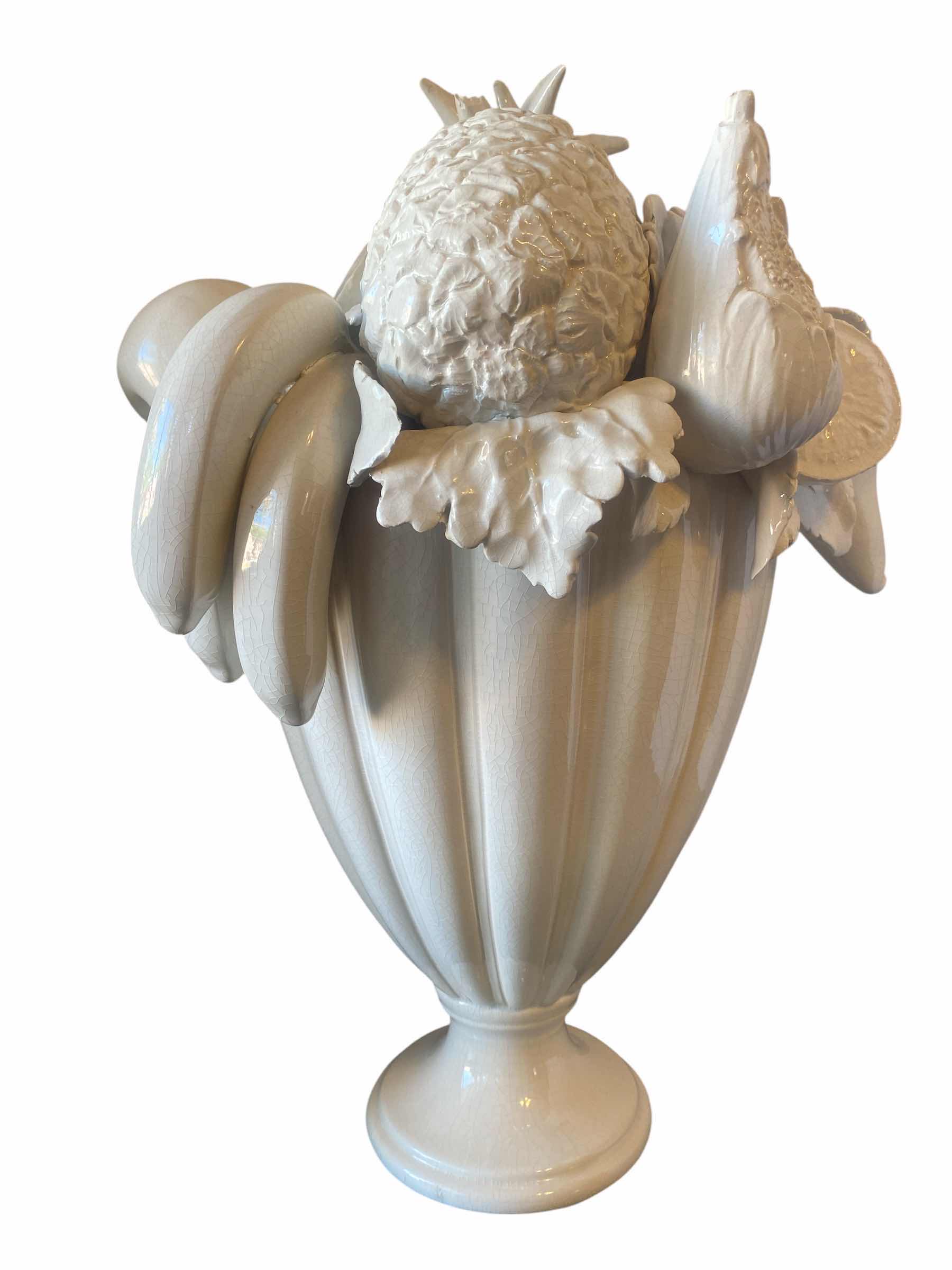 Photo 1 of GLAZED CERAMIC VASE WITH FRUIT H19”