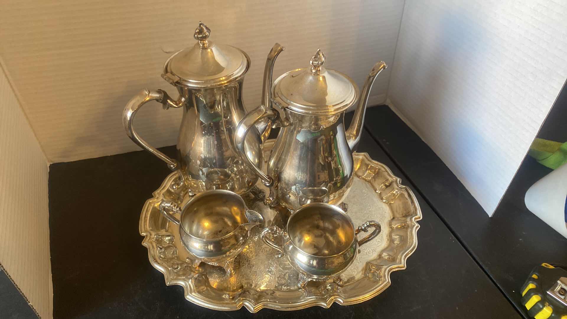 Photo 1 of 5 PIECES UNMARKED SILVER PLATE