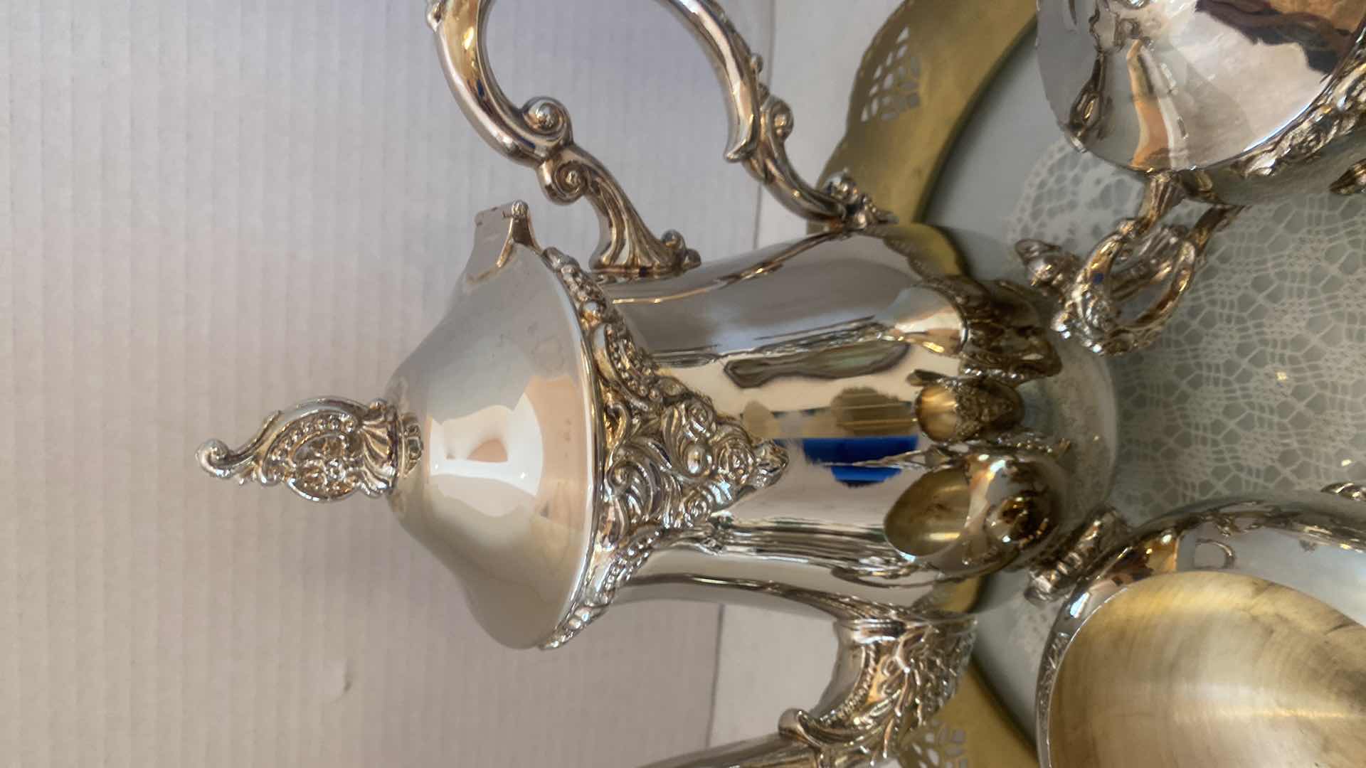 Photo 1 of 4 - SILVER PLATE AND BRASS TRAY