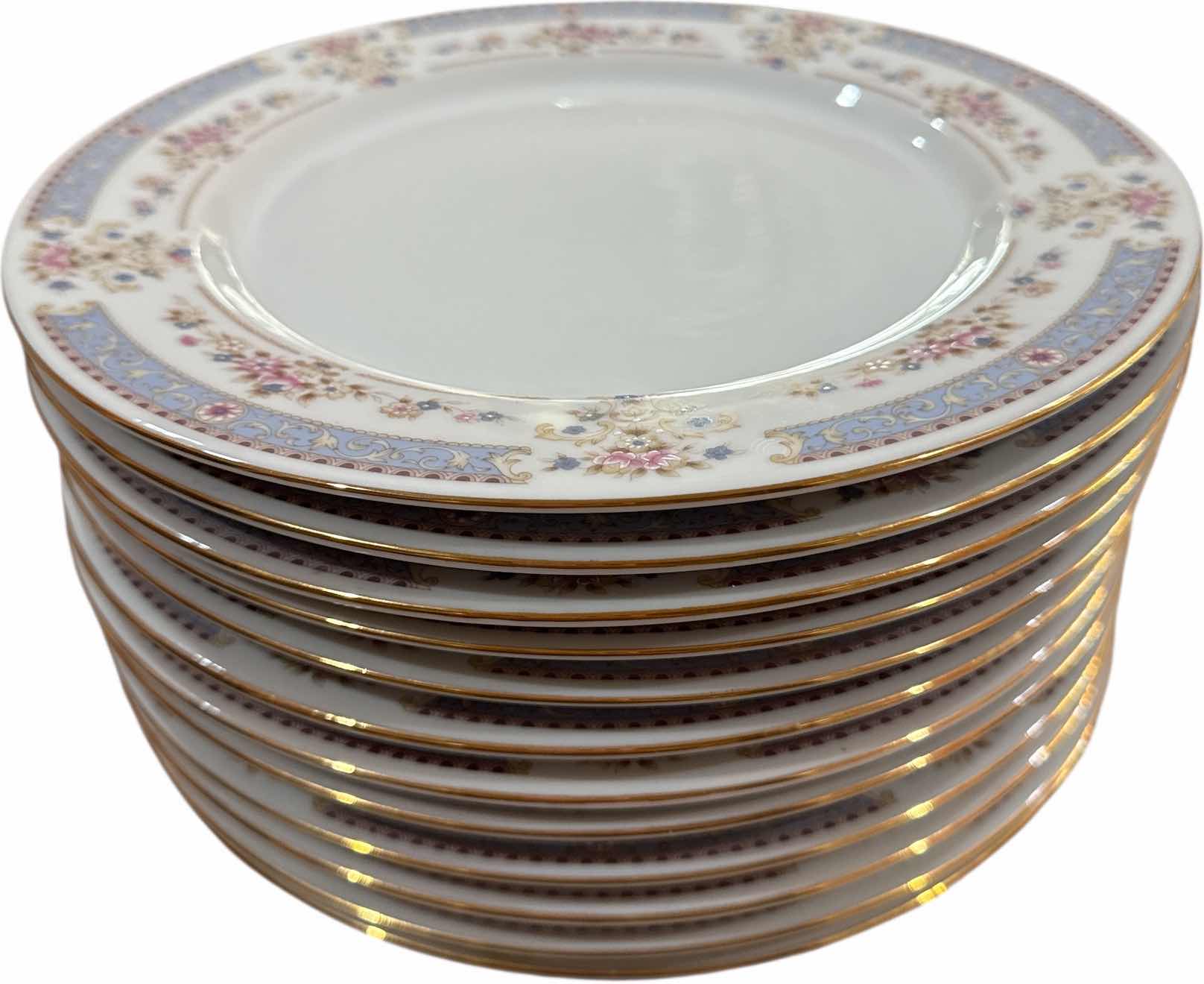 Photo 1 of 12-VINTAGE CRESCENT CHINA DINNER PLATES AND ONE SERVING BOWL
D8”