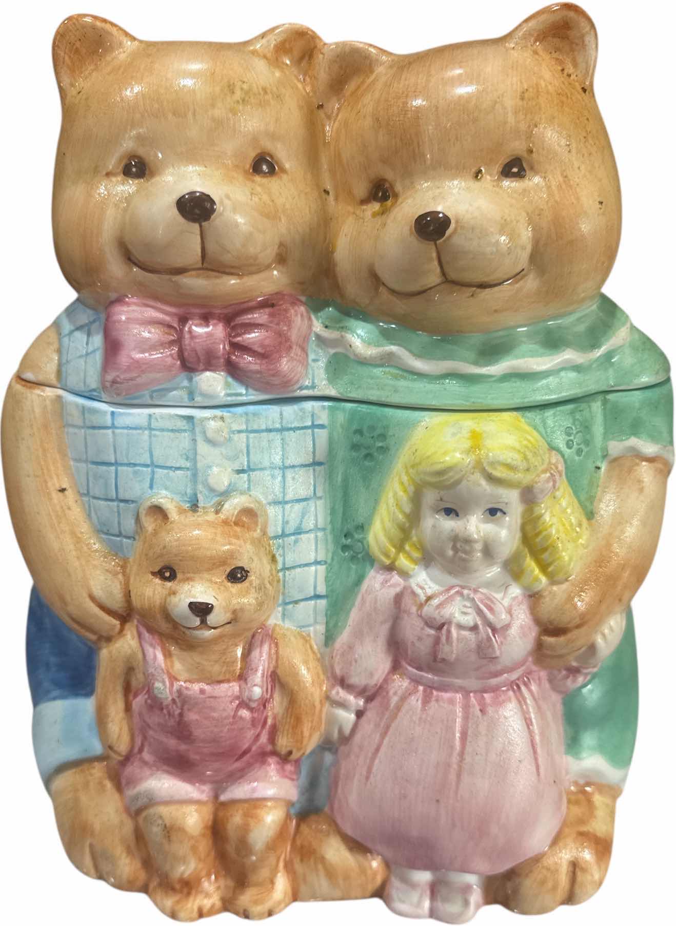 Photo 1 of VINTAGE GOLDILOCKS AND THE THREE LITTLE BEARS CERAMIC COOKIE JAR
H10.5”