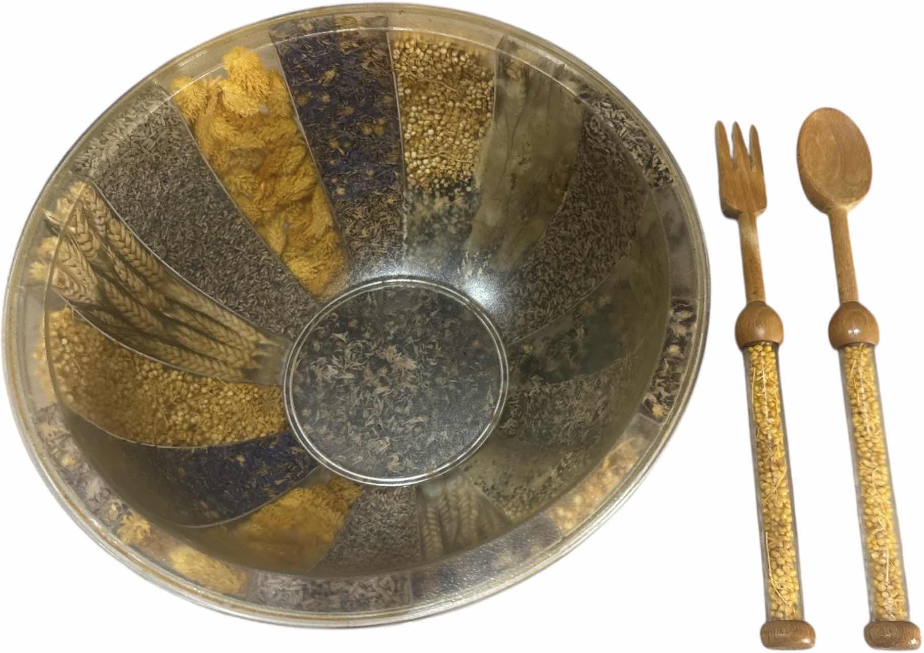 Photo 1 of SERVING BOWL AND WOODEN SALAD SERVERS 
D12” X H6”