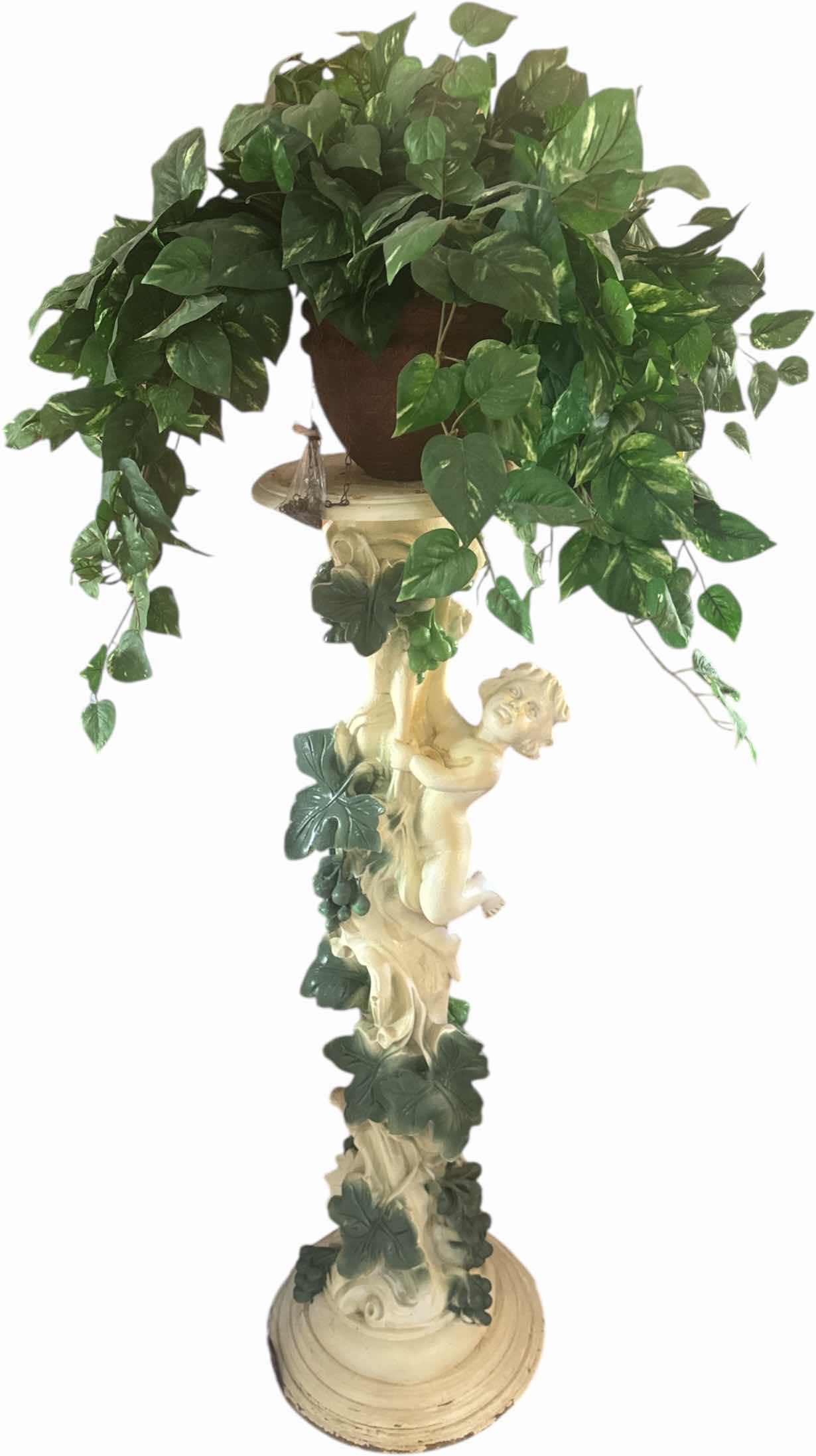 Photo 1 of RESIGN ANGEL AND LEAVE DESIGN STAND PILAR AND FAUX PLANTER
D15” X H42”
