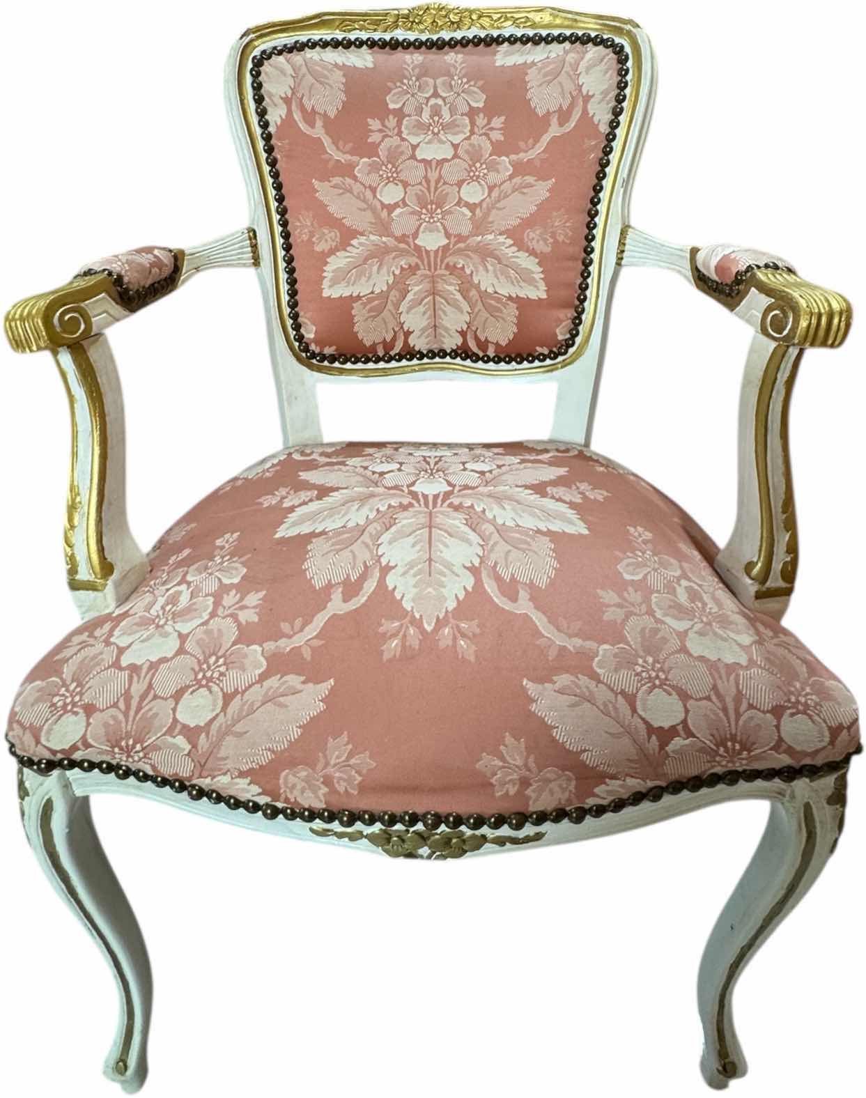 Photo 1 of VINTAGE ROUND DINNING TABLE SET GLASS TOP WOOD BASE AND UPHOLSTERED ARMCHAIRS CHAIRS 
D60” X H29”