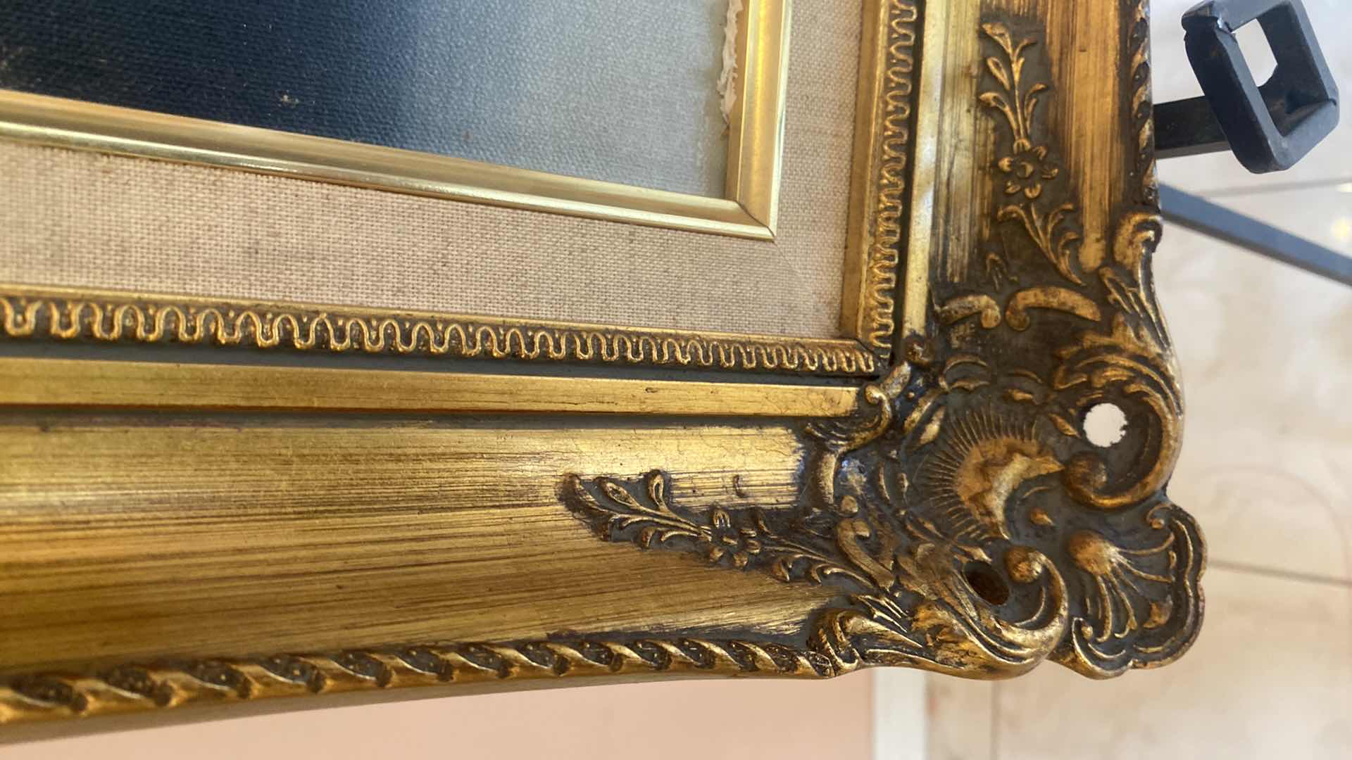 Photo 1 of ORNATE GOLD WOOD FRAMED FLORAL PRINT ON CANVAS SIGNED ARTWORK  26“ x 30“