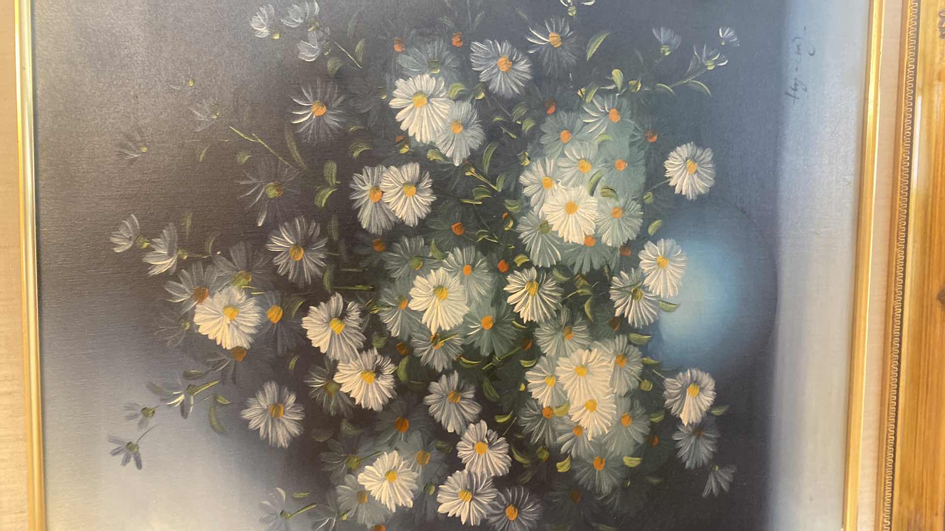 Photo 1 of ORNATE GOLD WOOD FRAMED FLORAL PRINT ON CANVAS SIGNED ARTWORK  26“ x 30“