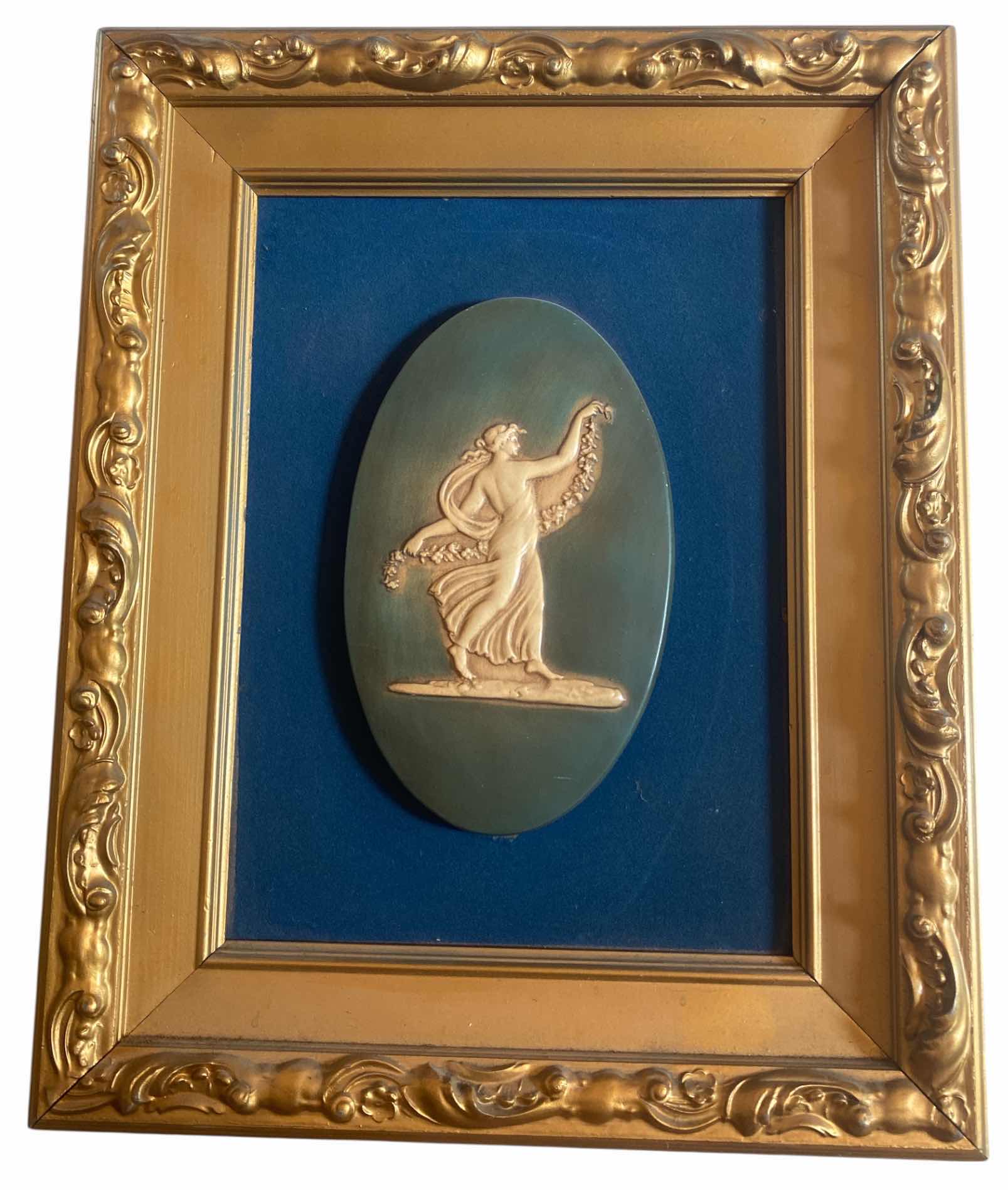 Photo 1 of GOLD WOOD FRAMED WALL FIGURINE PLAQUE ARTWORK 14 1/2” x 18”