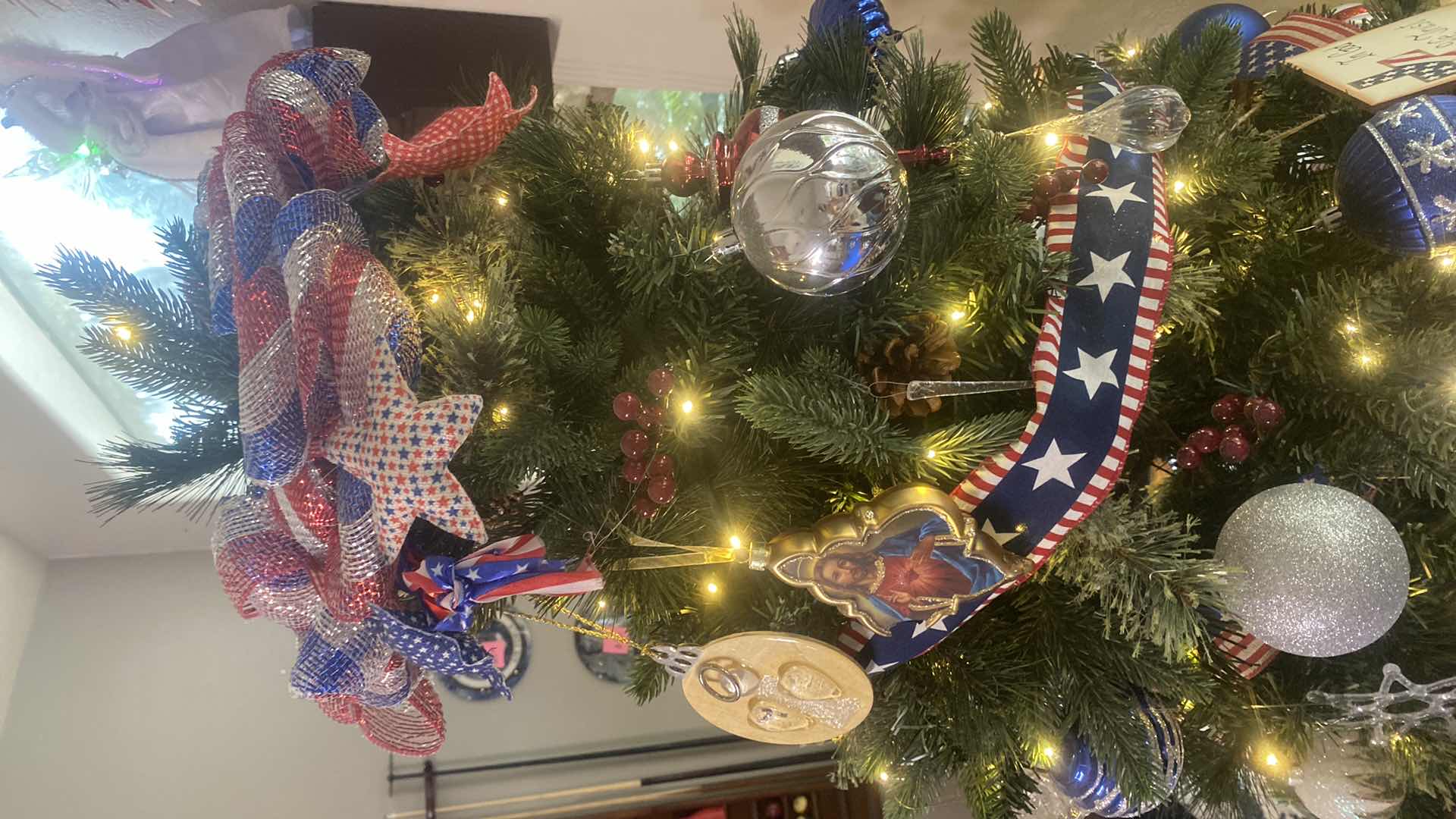 Photo 1 of PATRIOTIC HOLIDAY TREE  WITH ORNAMENTS 7’ 6”