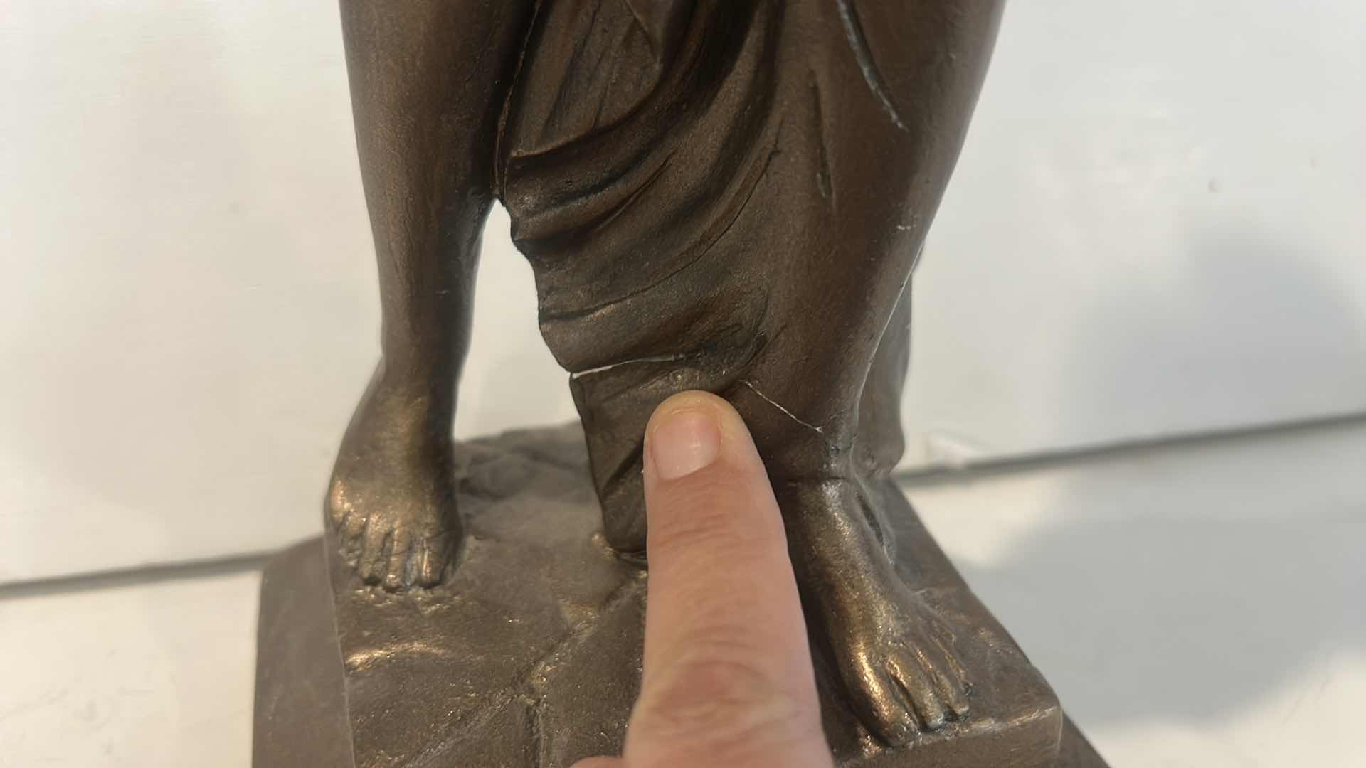 Photo 1 of GILDED CERAMIC WATER BEARER WOMAN STATUE - H17”