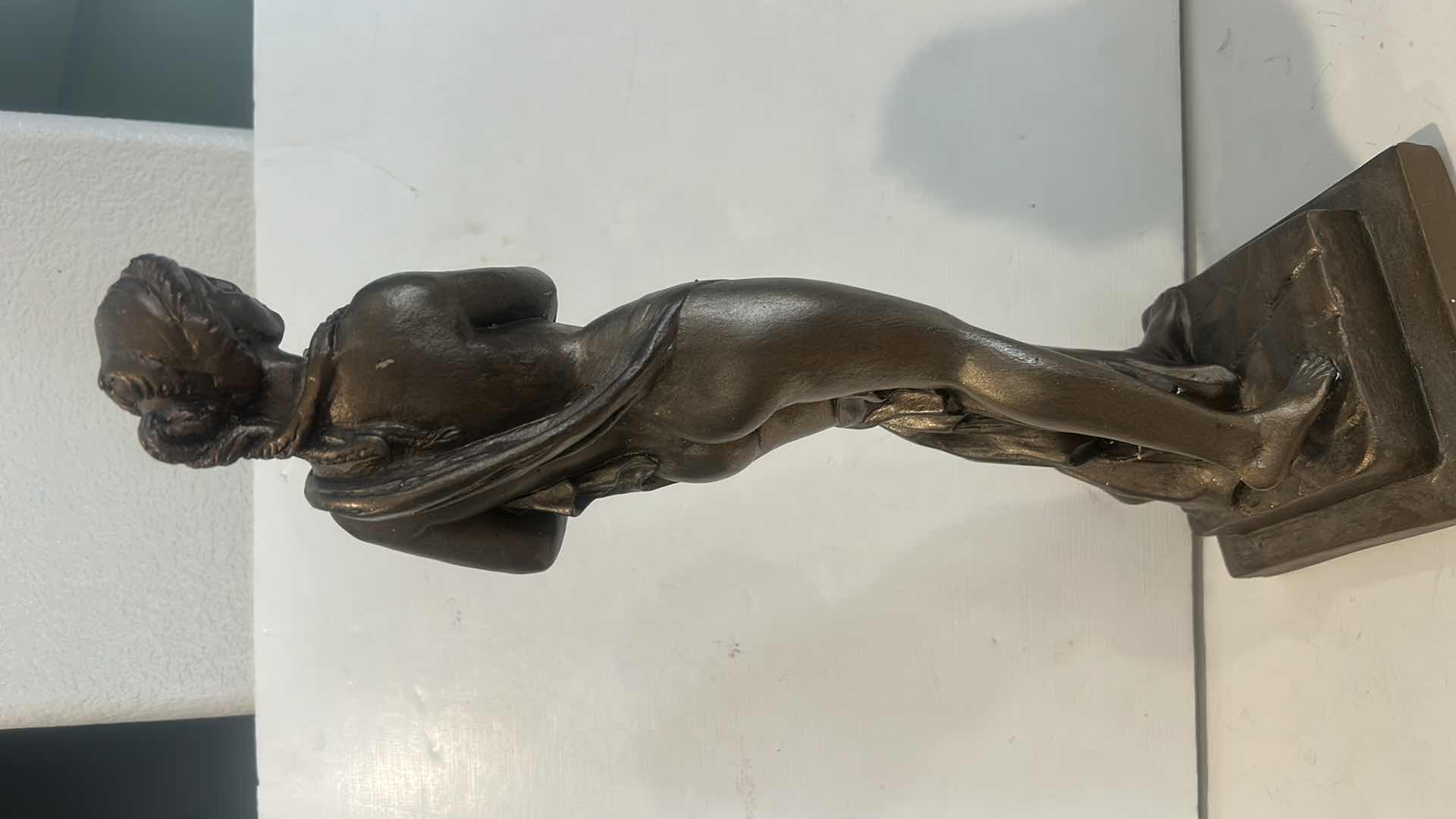 Photo 1 of GILDED CERAMIC WATER BEARER WOMAN STATUE - H17”