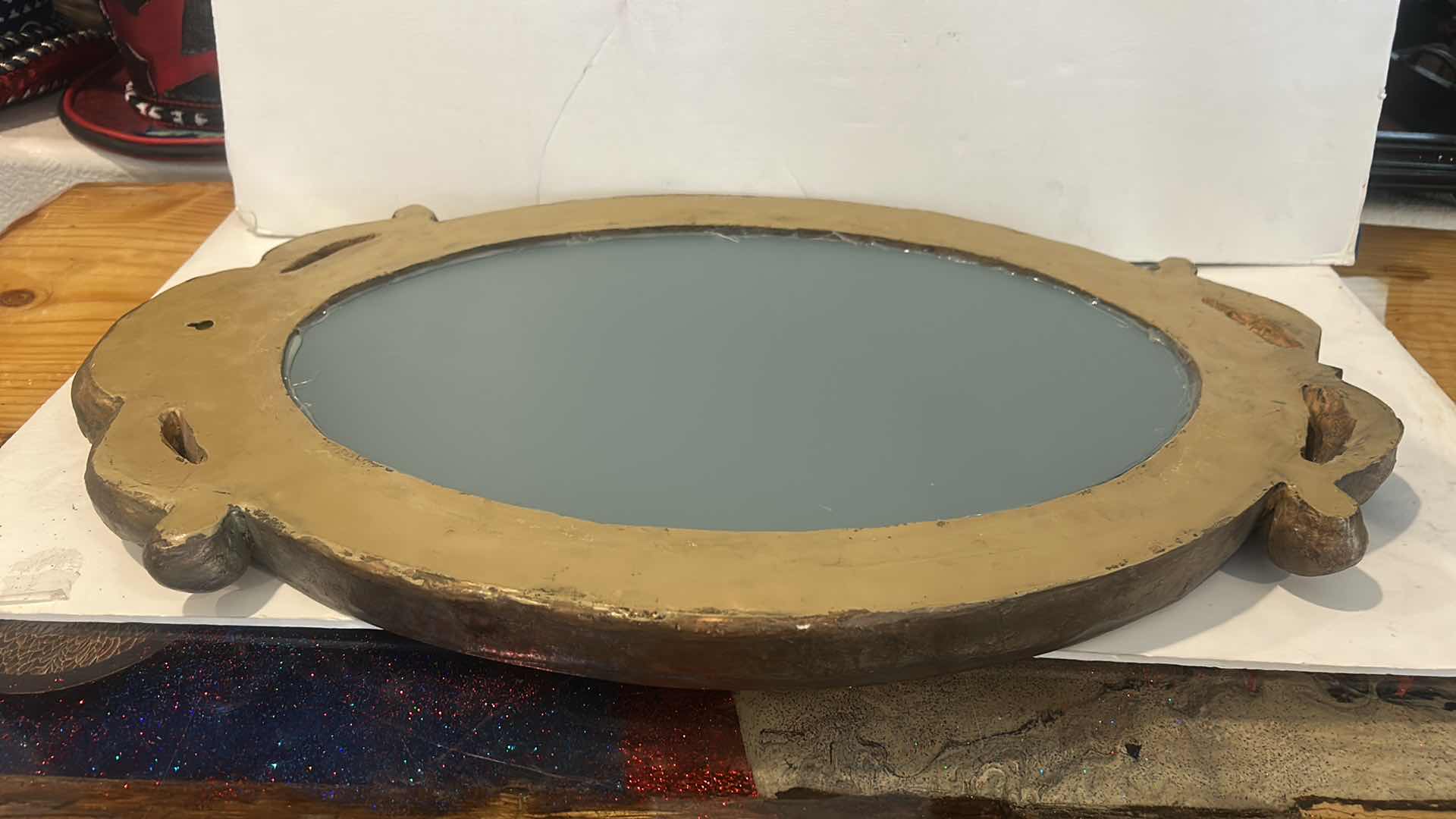 Photo 1 of PAINTED WOOD FRAMED OVAL MIRROR H26”