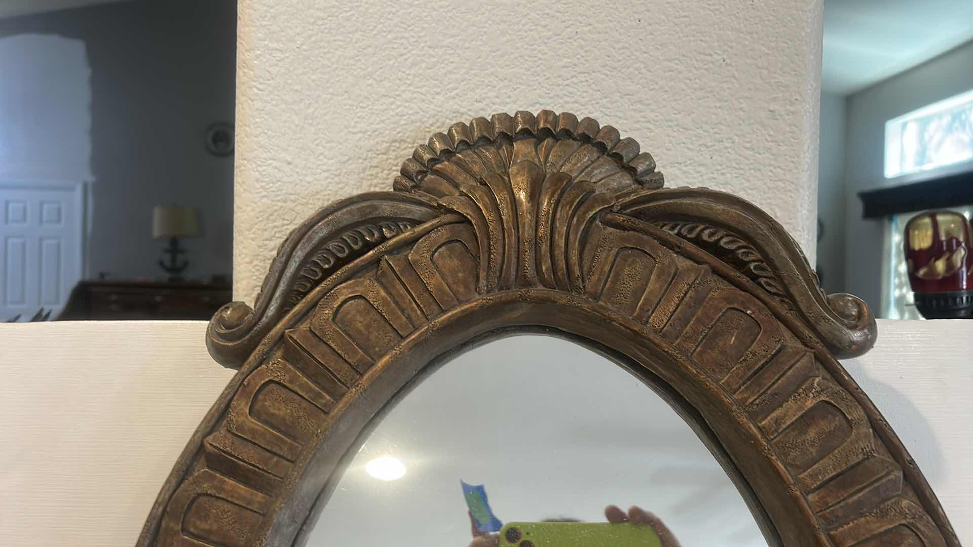 Photo 1 of PAINTED WOOD FRAMED OVAL MIRROR H26”