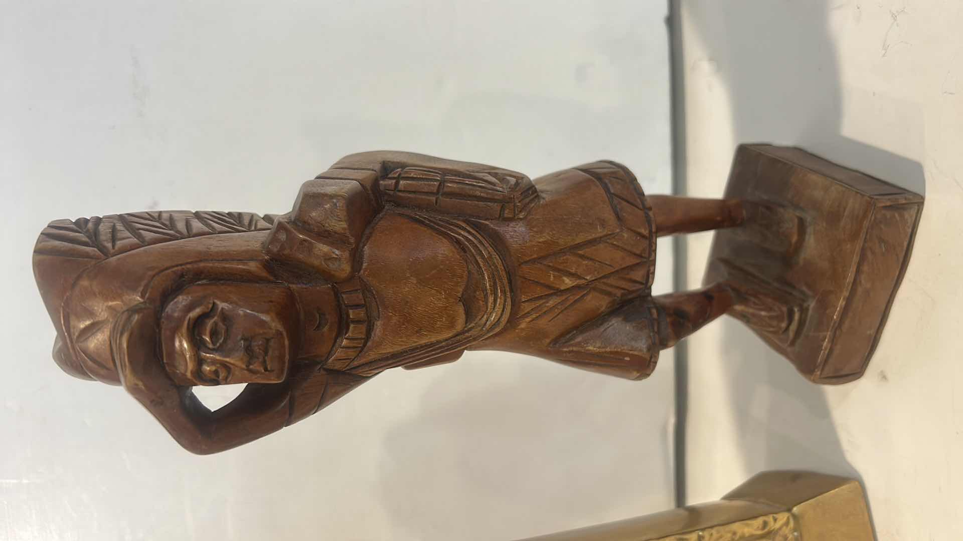 Photo 1 of NORMAN ROCKWELL KENTUCKY STRAIGHT BOURBON & CARVED WOOD INDIAN ALASKA H 12”